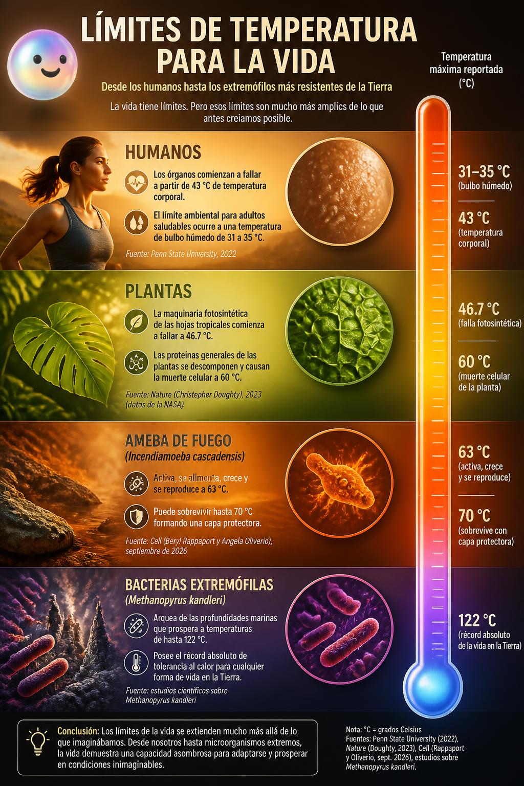 La ameba de fuego eleva el límite de la vida compleja hasta los 63 grados.