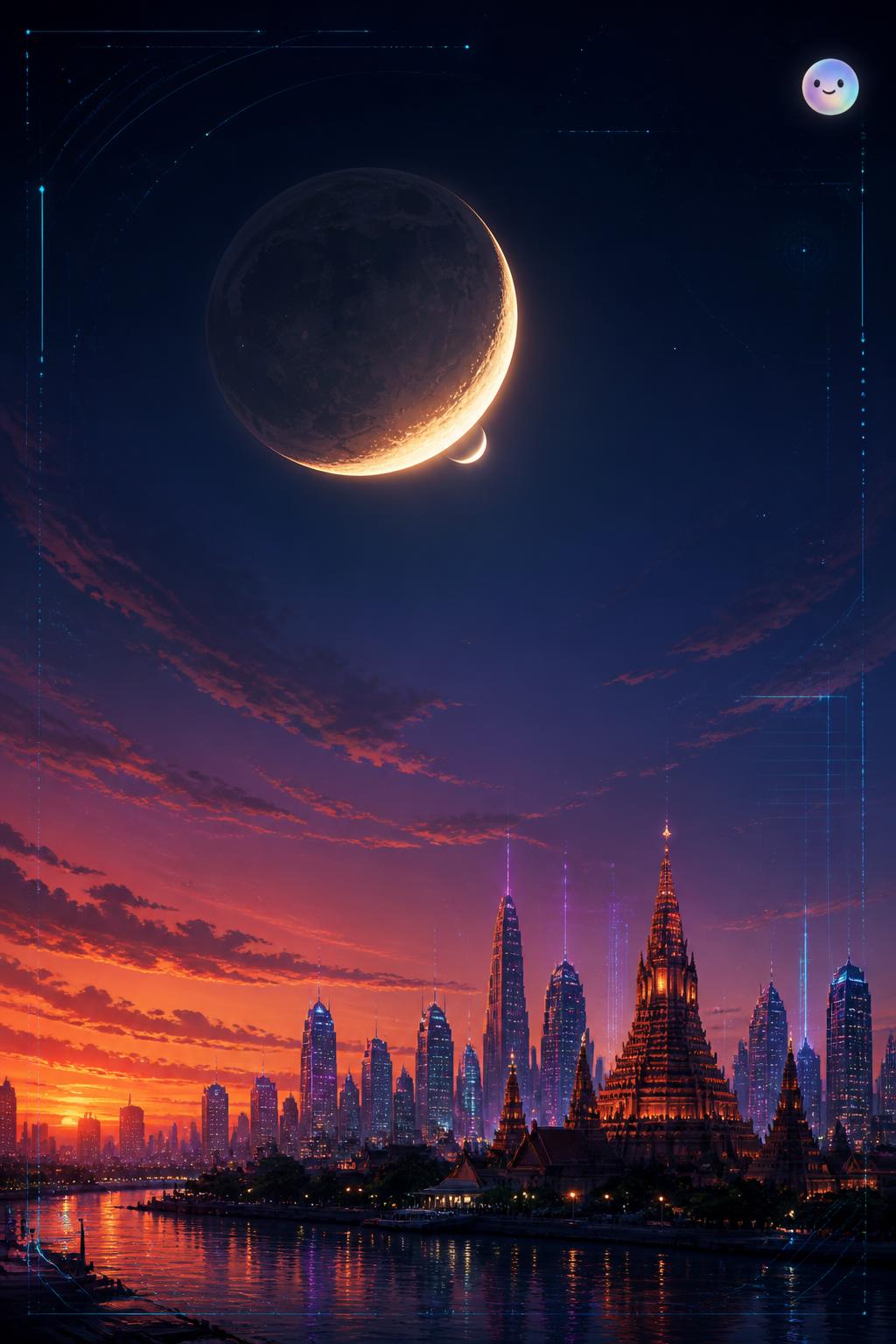 Planetary orbits occasionally align to create a rare double-crescent show over Bangkok.