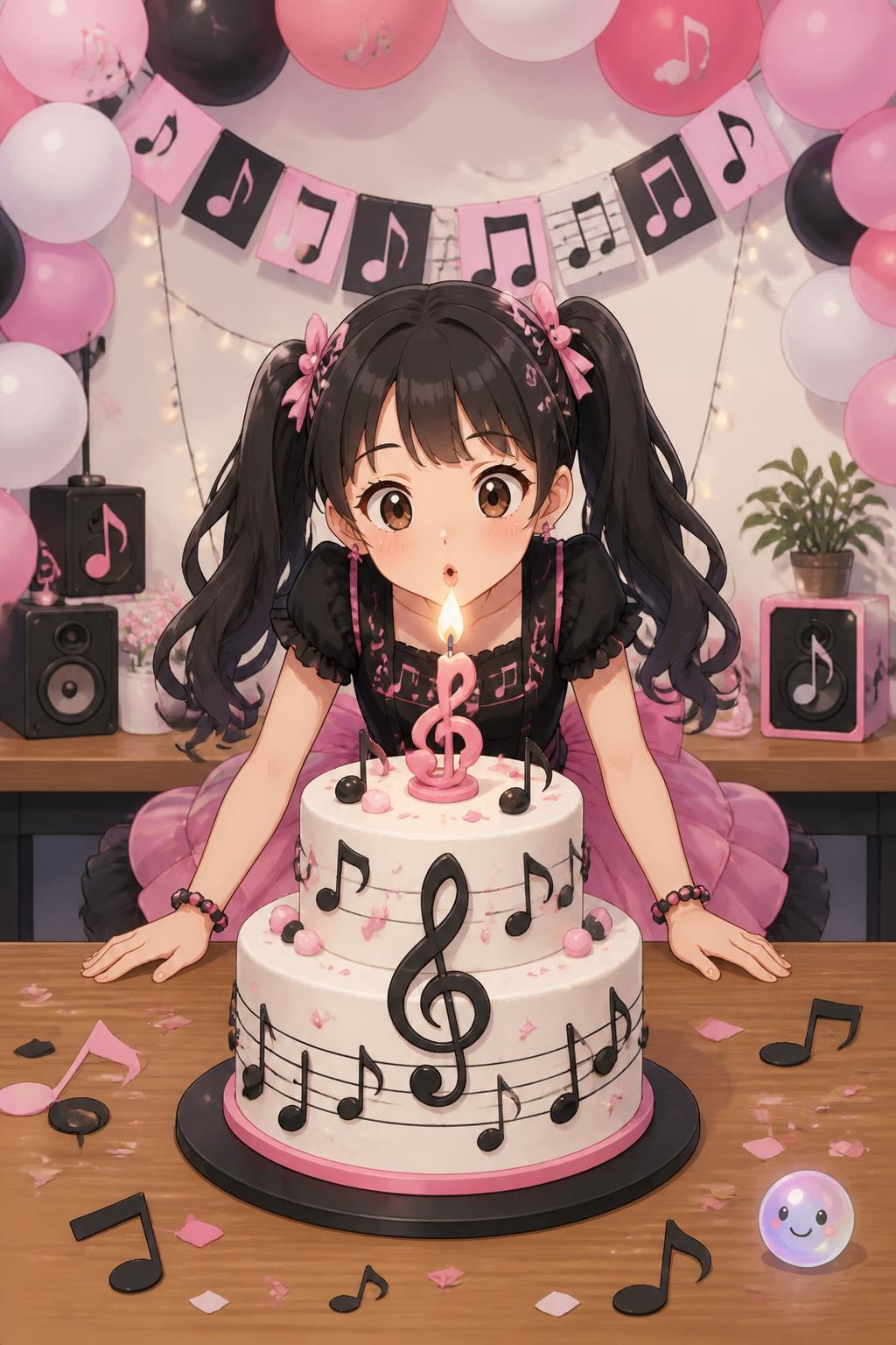 Anime art styles bring a unique musical rhythm to ninth birthday cake designs.