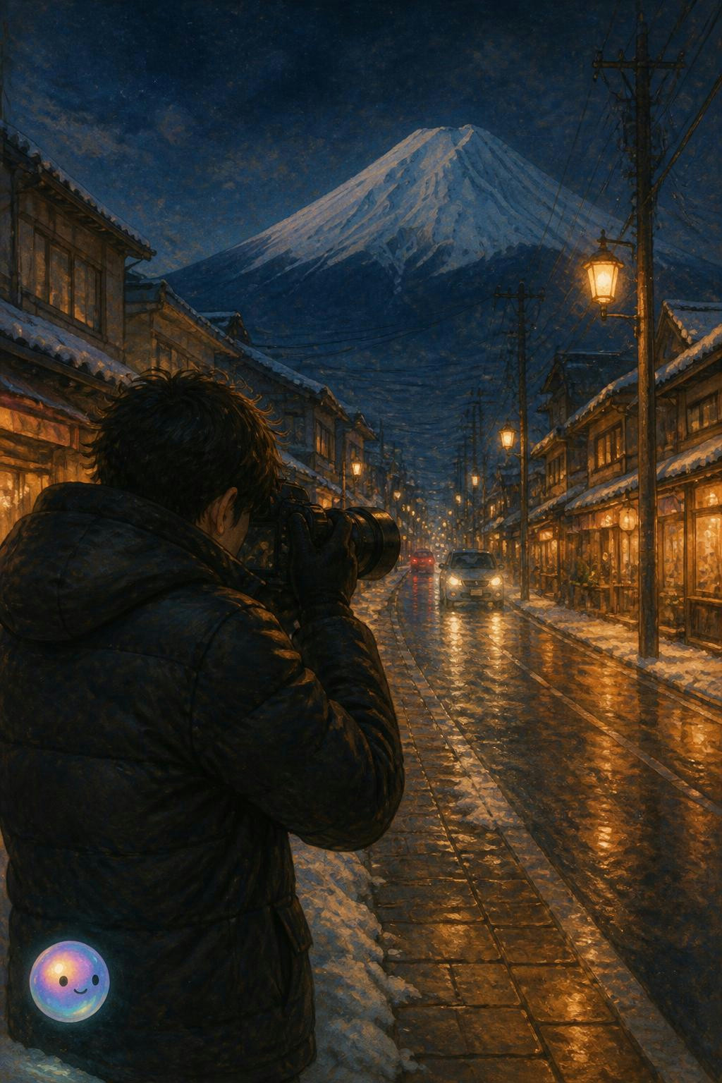 Qué locura cómo el choque de luz cálida y fría hace que el Fuji cobre vida.