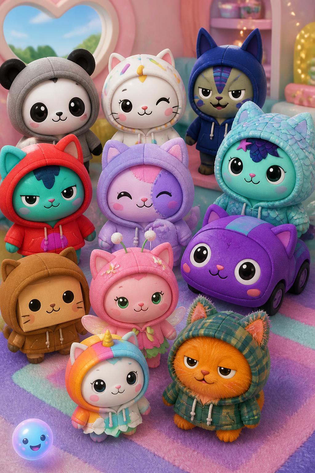 Every Gabby's Dollhouse character has a custom-designed hoodie matching their unique style.