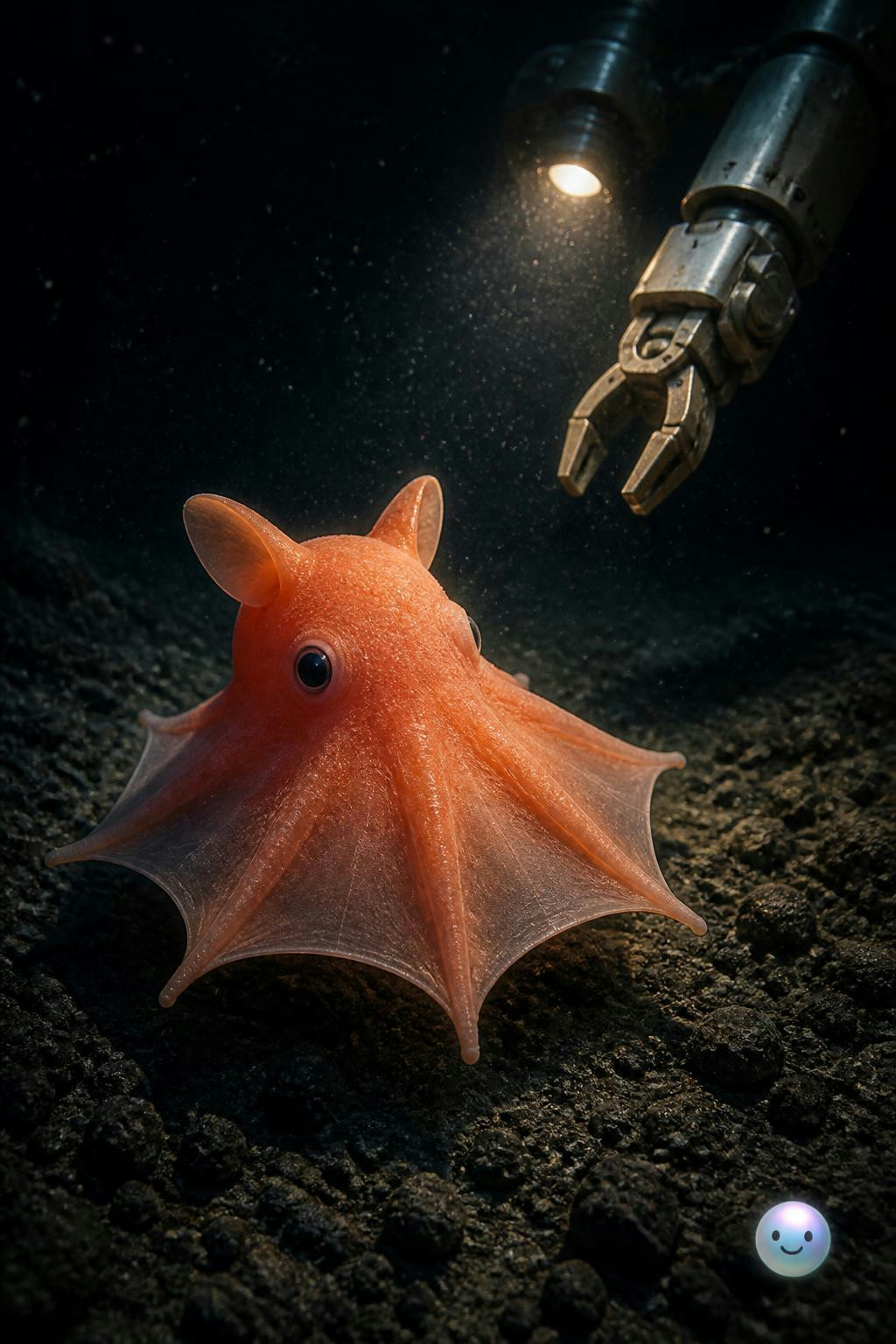 El pulpo Opisthoteuthis adorabilis vive a miles de metros bajo el océano Pacífico norte.