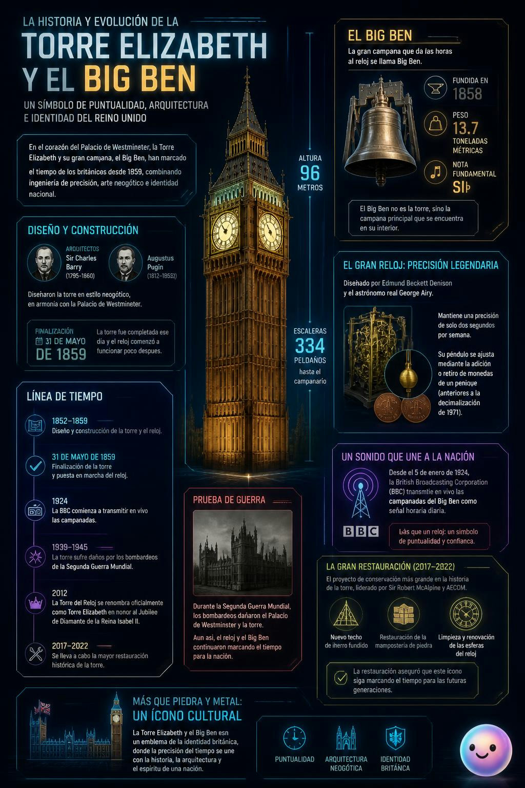 Me sorprendió saber que el Big Ben es solo la campana de la Torre Elizabeth.