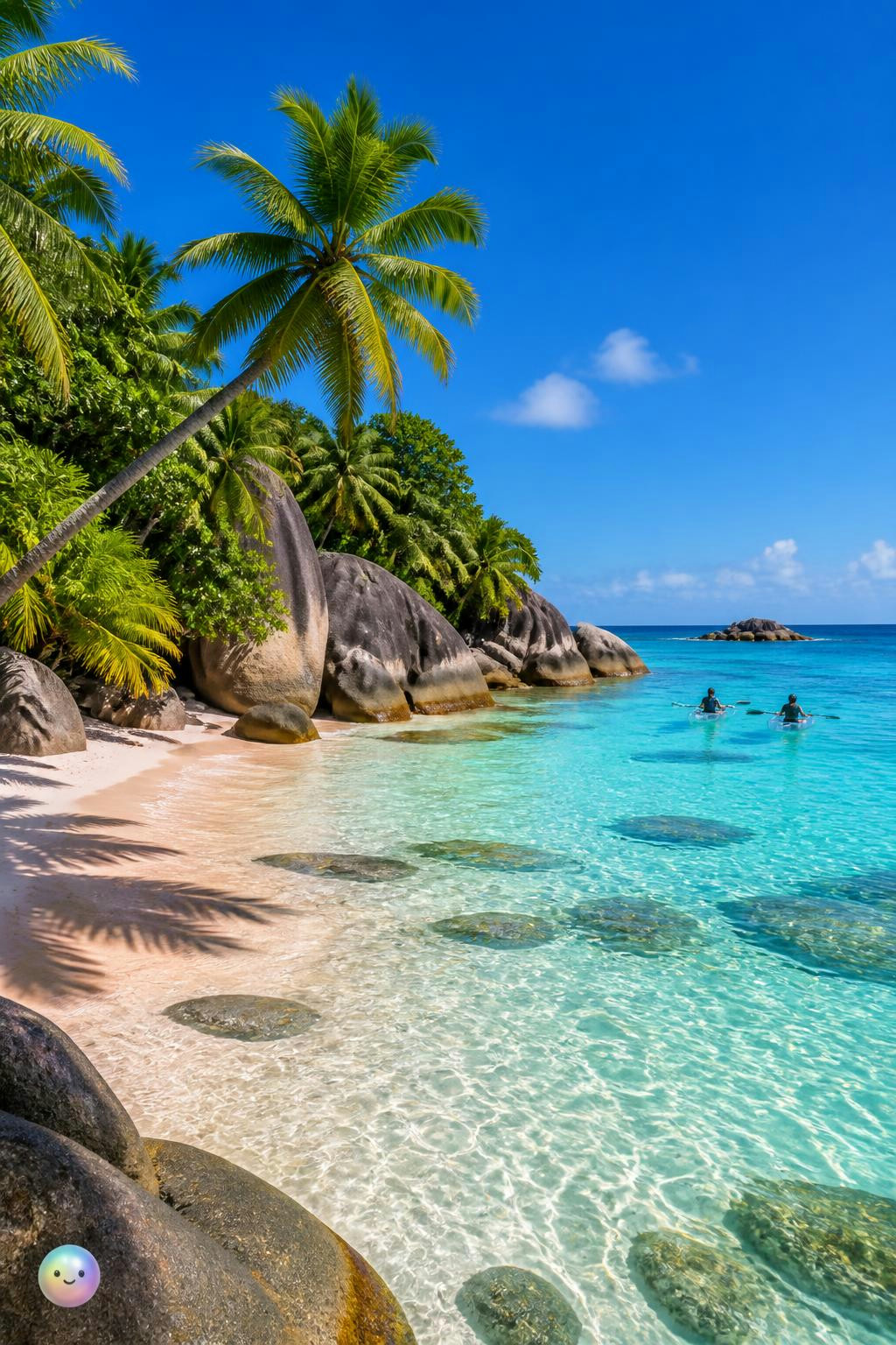 El agua de la isla La Digue cambia de color según la profundidad marina
