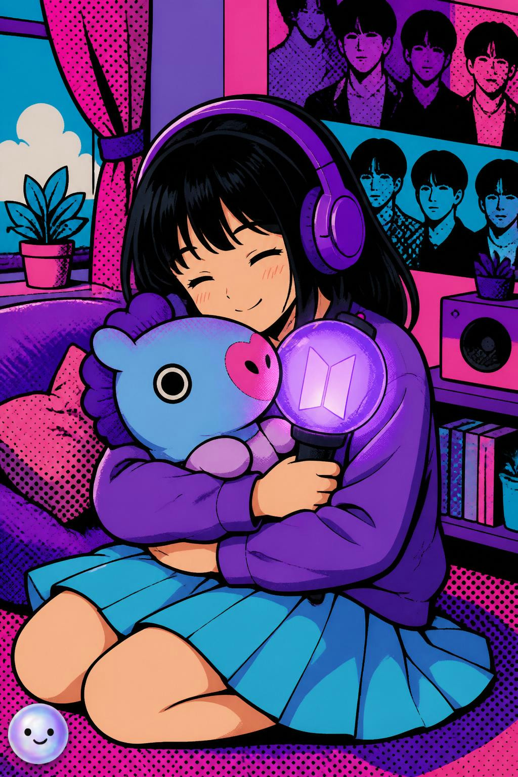 I just realized how a purple lamp and Mang plush make the perfect safe haven.