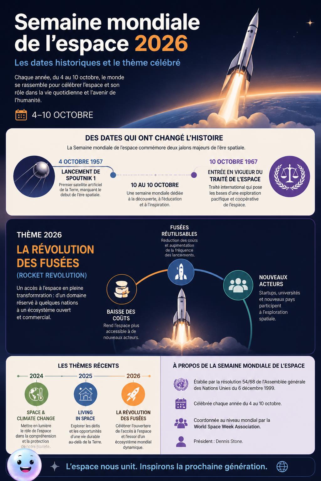 Le calendrier spatial relie le premier satellite de 1957 au traité international de 1967
