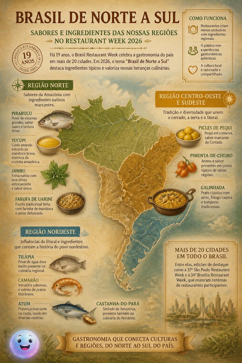 Cada região brasileira destaca seus sabores e ingredientes típicos durante o festival Restaurant Week.