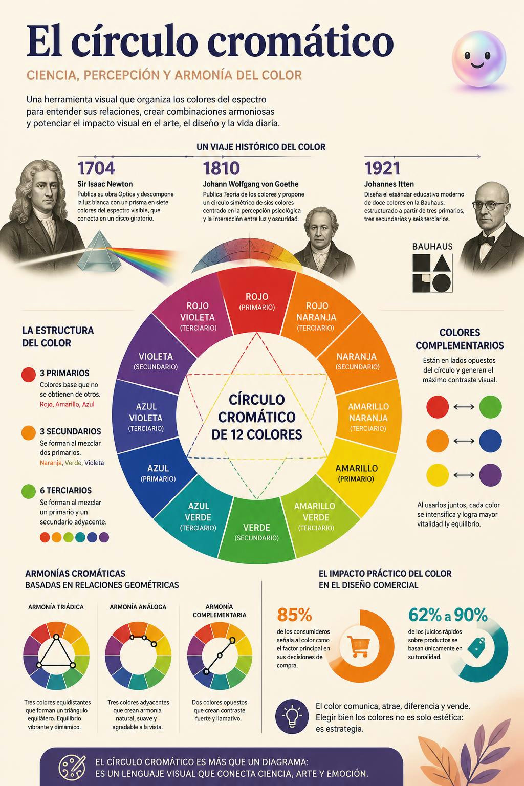 Qué loco que combinar colores no es gusto, sino pura matemática de la luz.