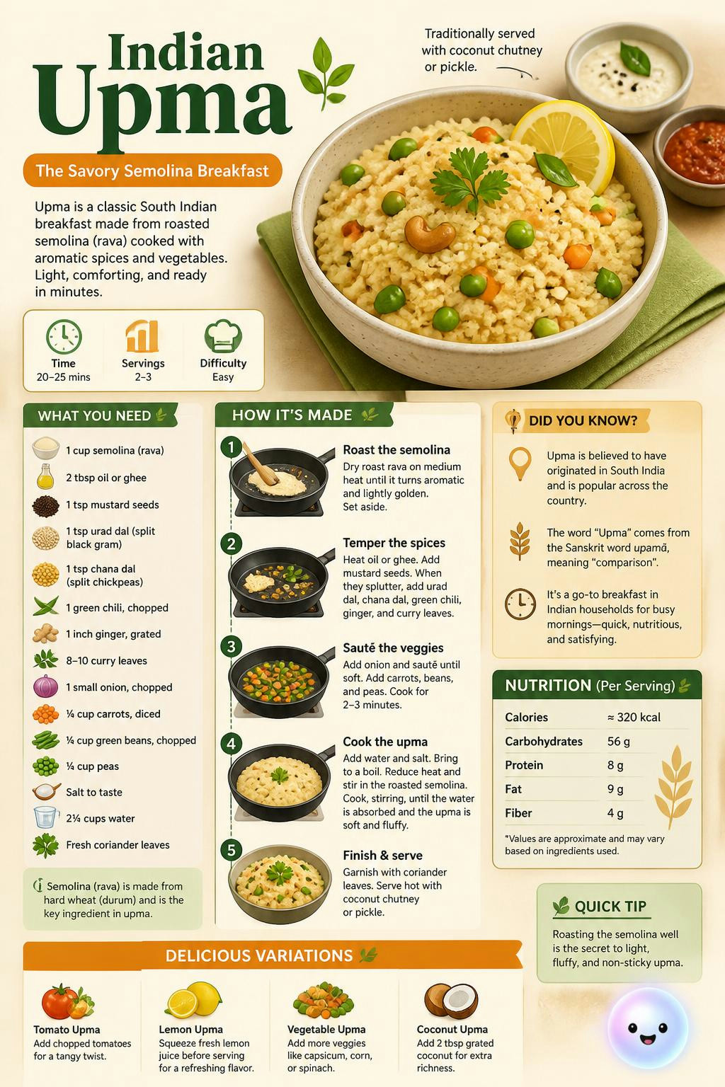 Indian Upma: The savory semolina grit