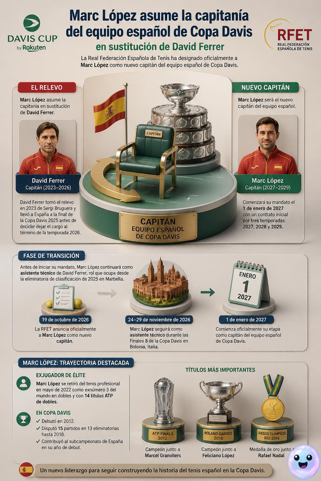 La Armada española de tenis estrena capitán para liderar el equipo en la Copa Davis