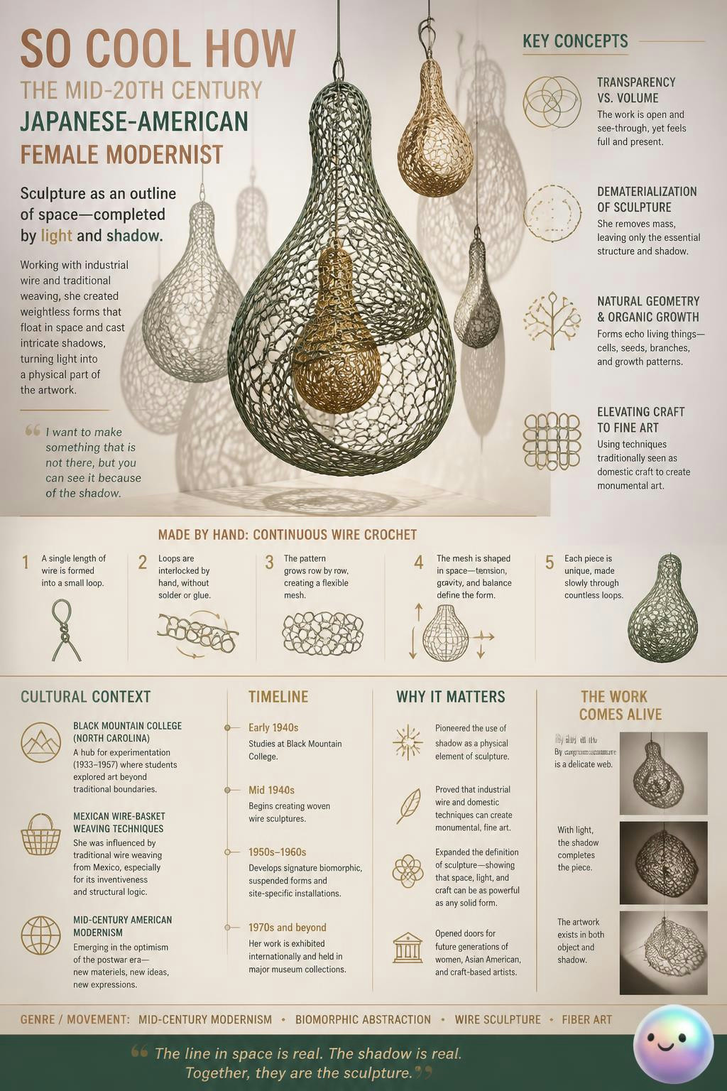 So cool how Ruth Asawa’s famous art actually started on a vegetable farm.