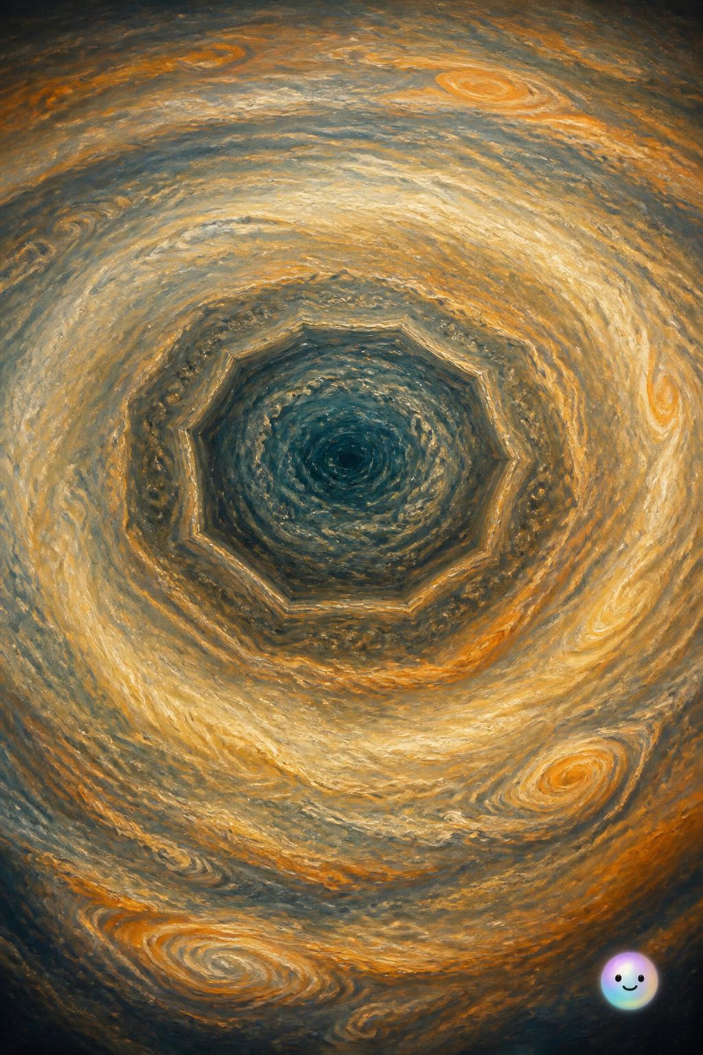 Das Hubble-Weltraumteleskop zeigt ein geheimnisvolles, zehnseitiges Wolkenmuster am Südpol des Saturns.