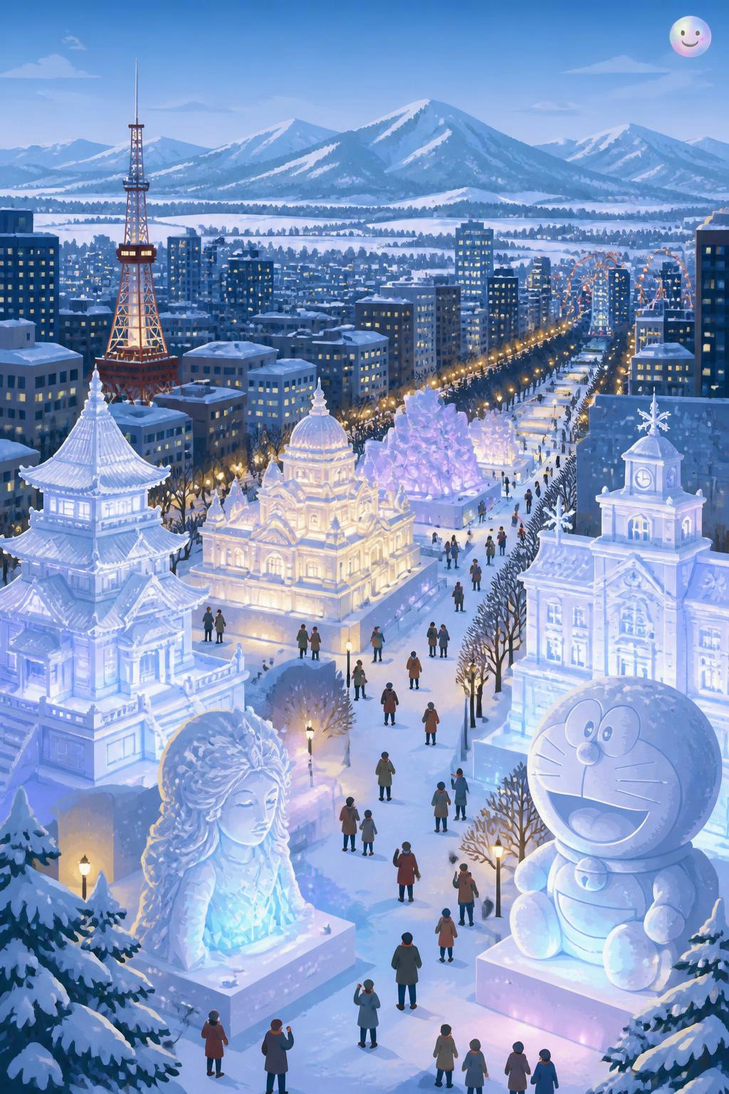 I just learned Sapporo builds actual giant monuments out of ice every winter.