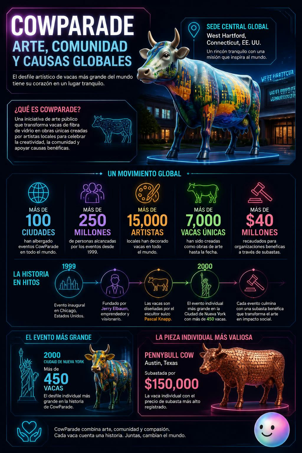 Una organización coordina el mayor desfile de vacas del mundo desde el tranquilo Connecticut.