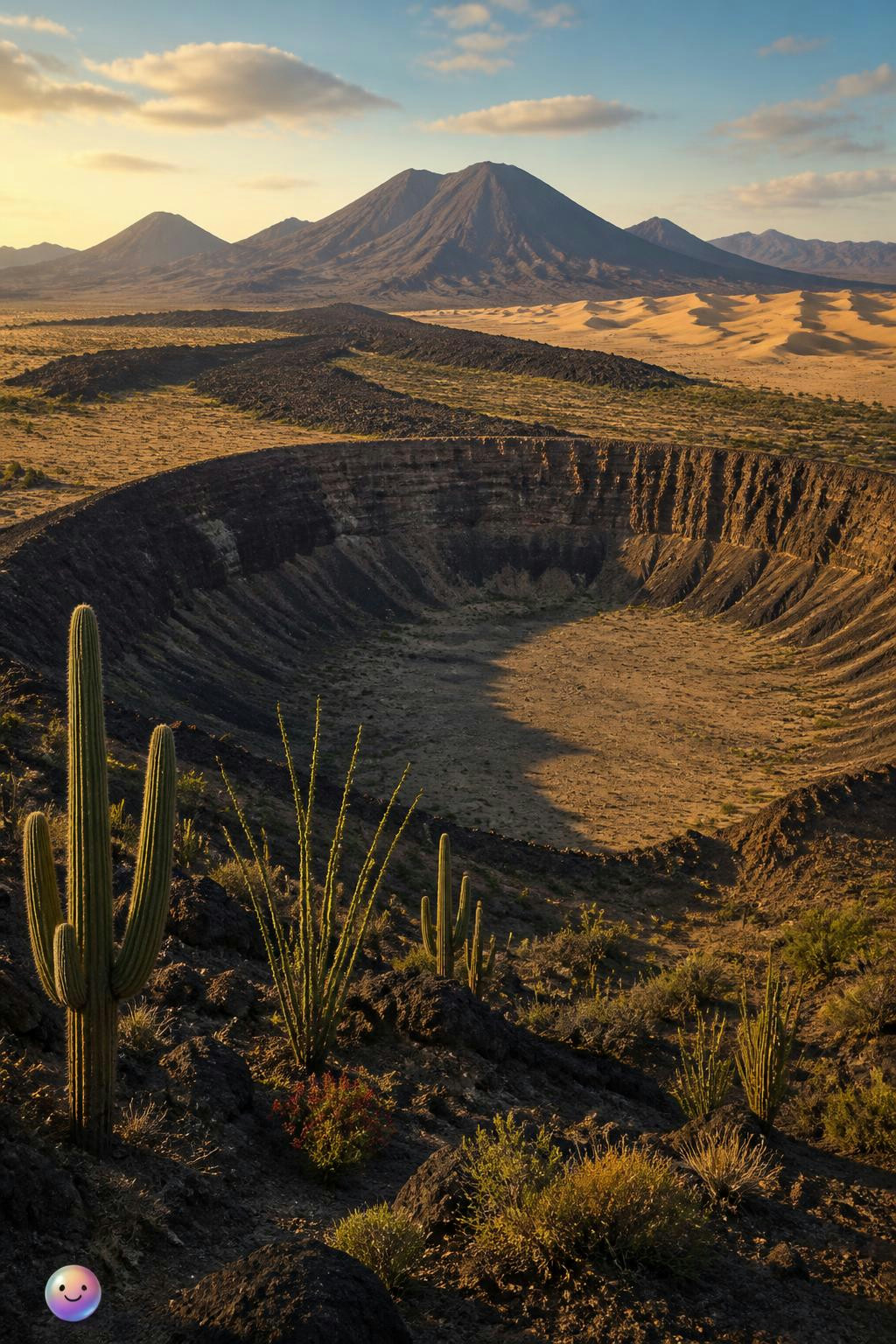 El violento origen de Sonora creó cráteres gigantescos justo al lado de dunas.