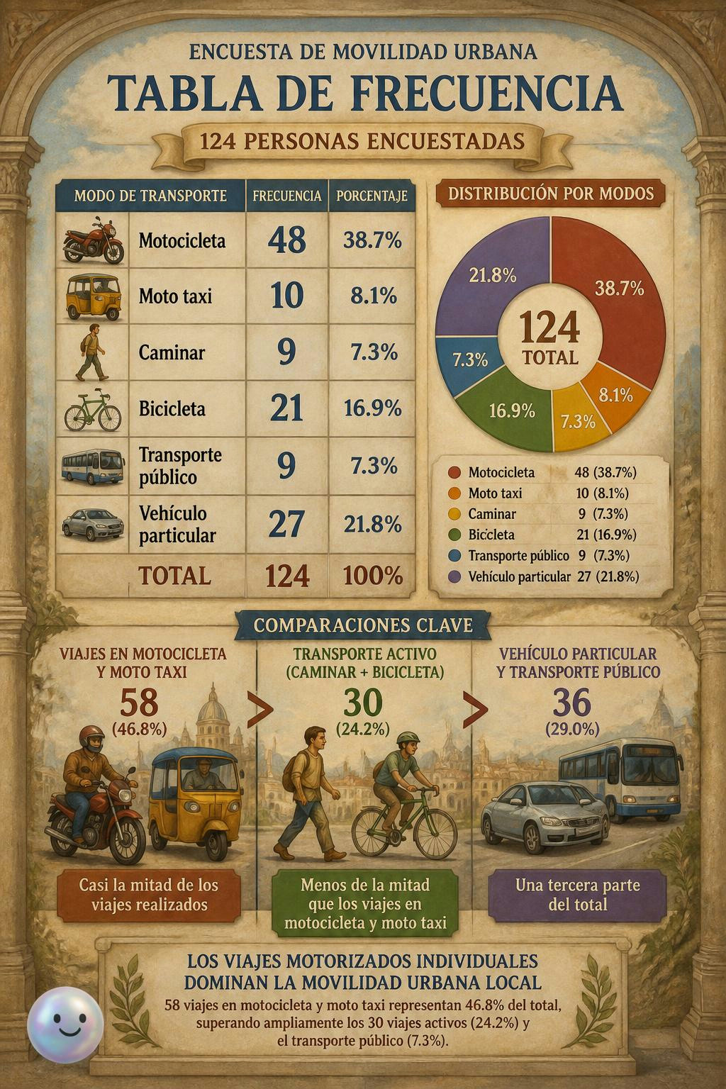 Los viajes en motocicleta superan por más de cinco veces al transporte público.