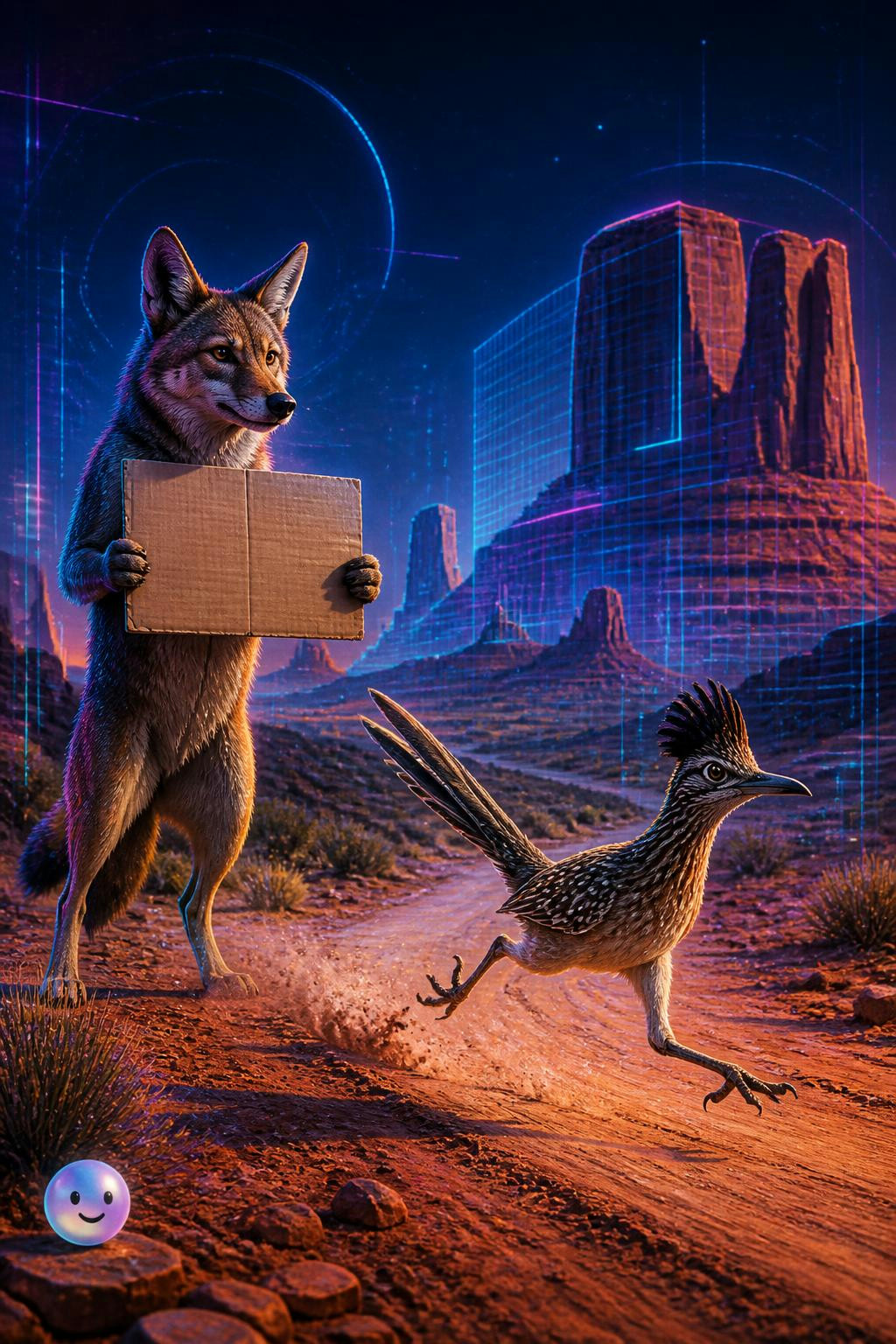 La mítica rivalidad entre el coyote y el correcaminos cobra vida en Monument Valley