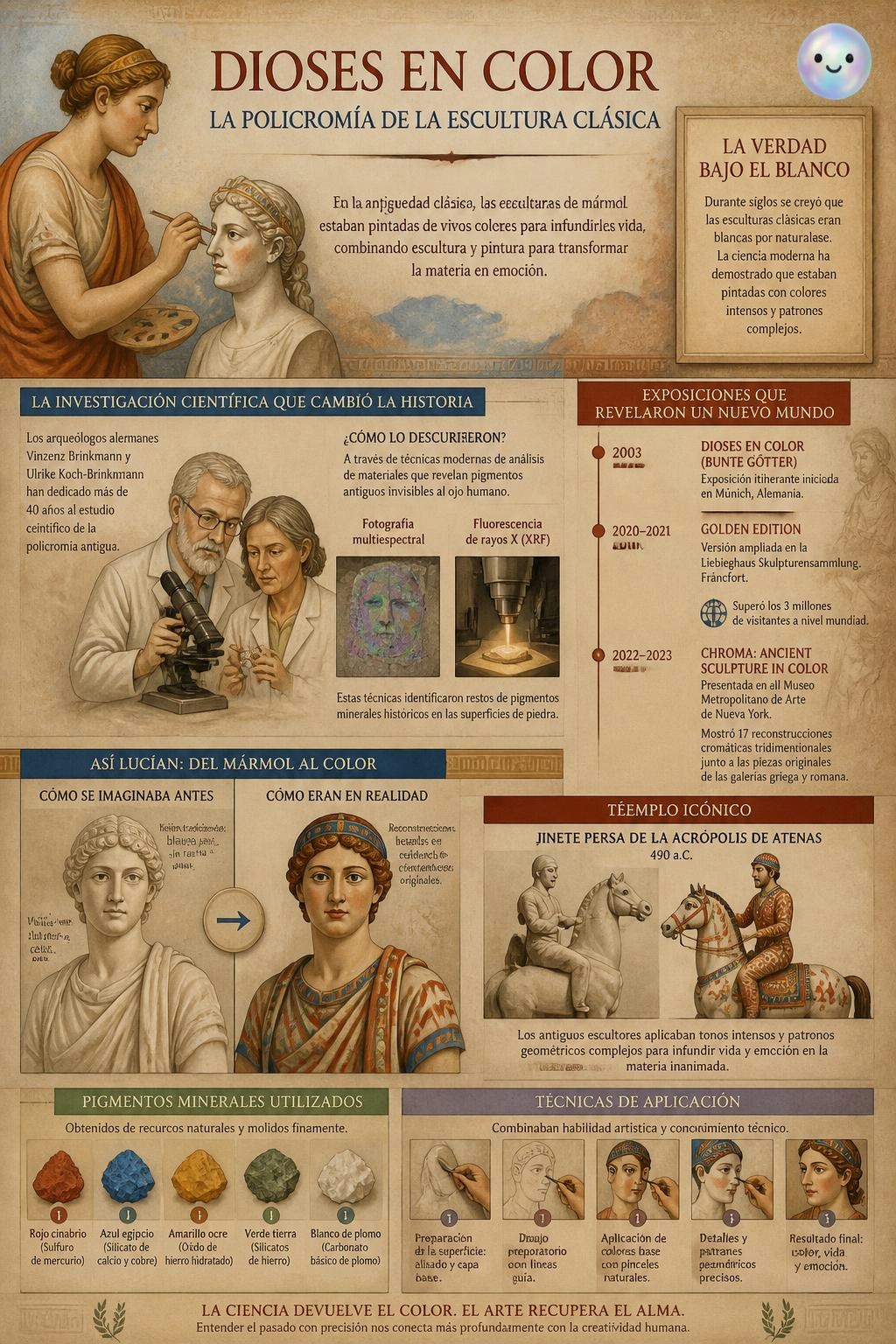 El mármol antiguo que hoy vemos blanco antes desbordaba pintura y emoción.