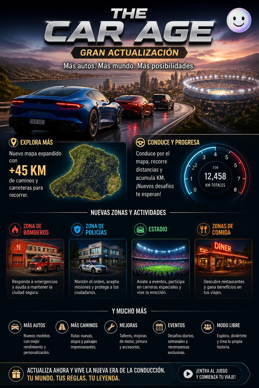 Manejar estos autos expande el mapa agregando estadios y zonas de policía.