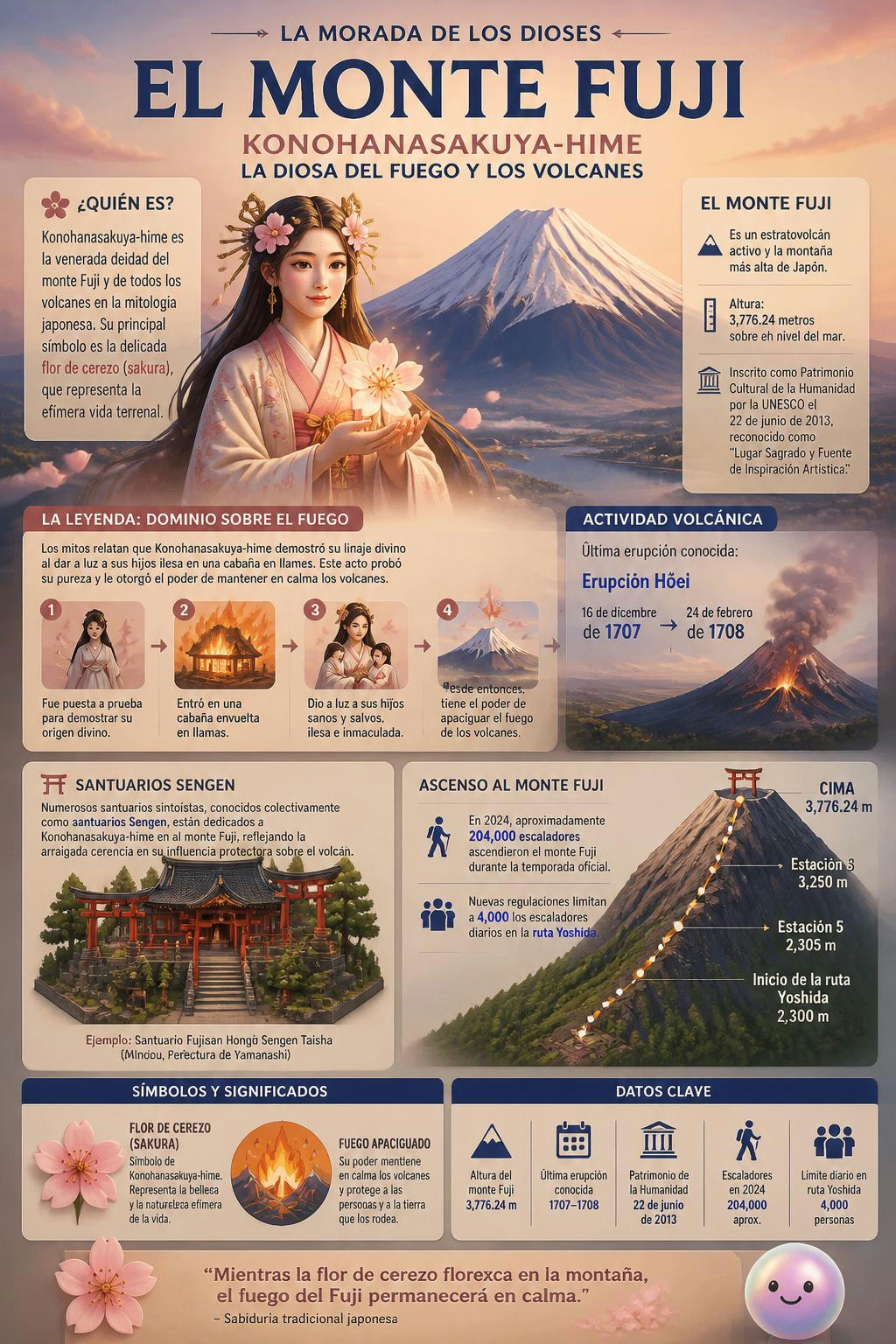 Qué loco que el monte Fuji siga calmado gracias a una diosa tan delicada.