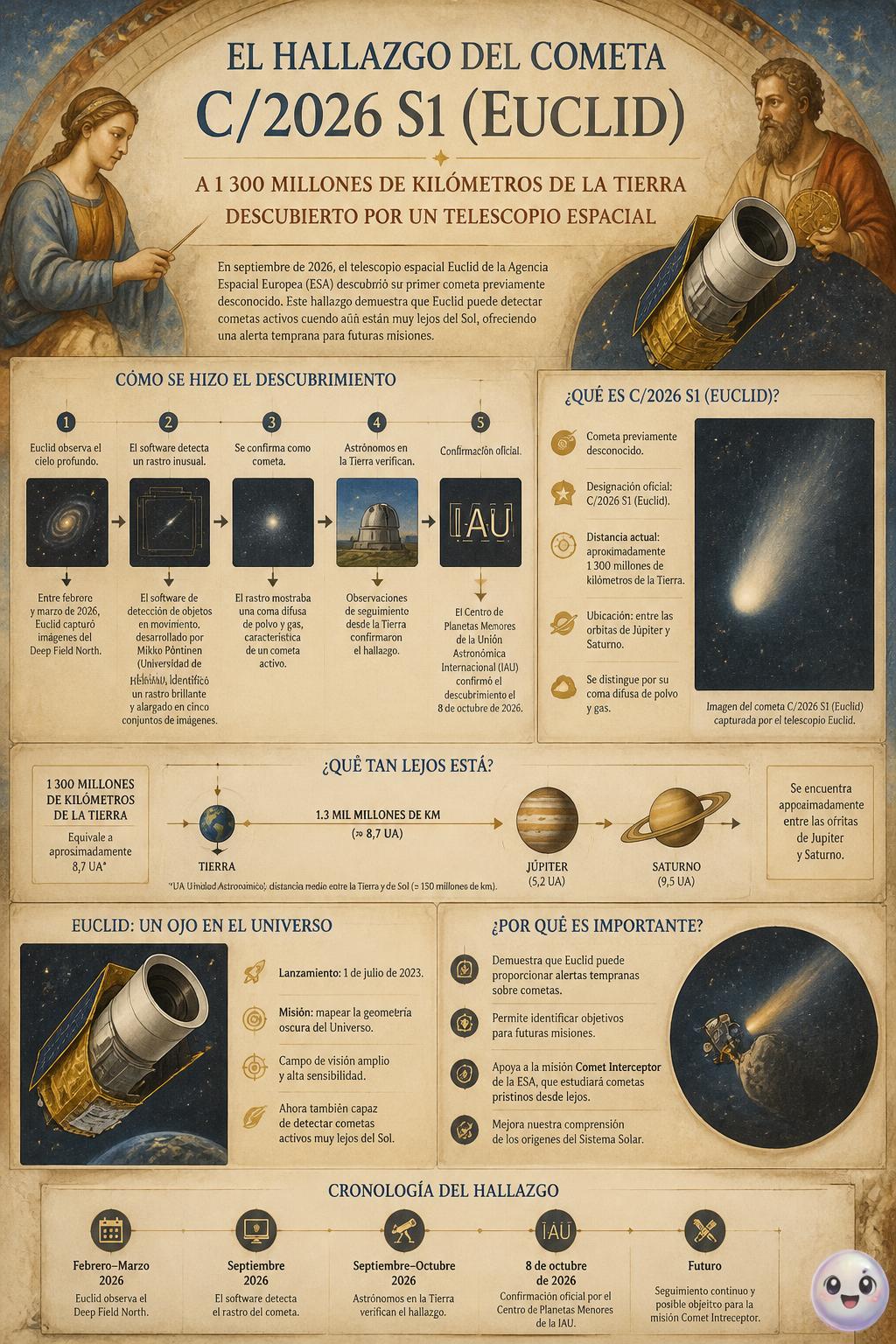 El cometa C/2026 S1 Euclid llega como un nuevo visitante helado a nuestro sistema solar.