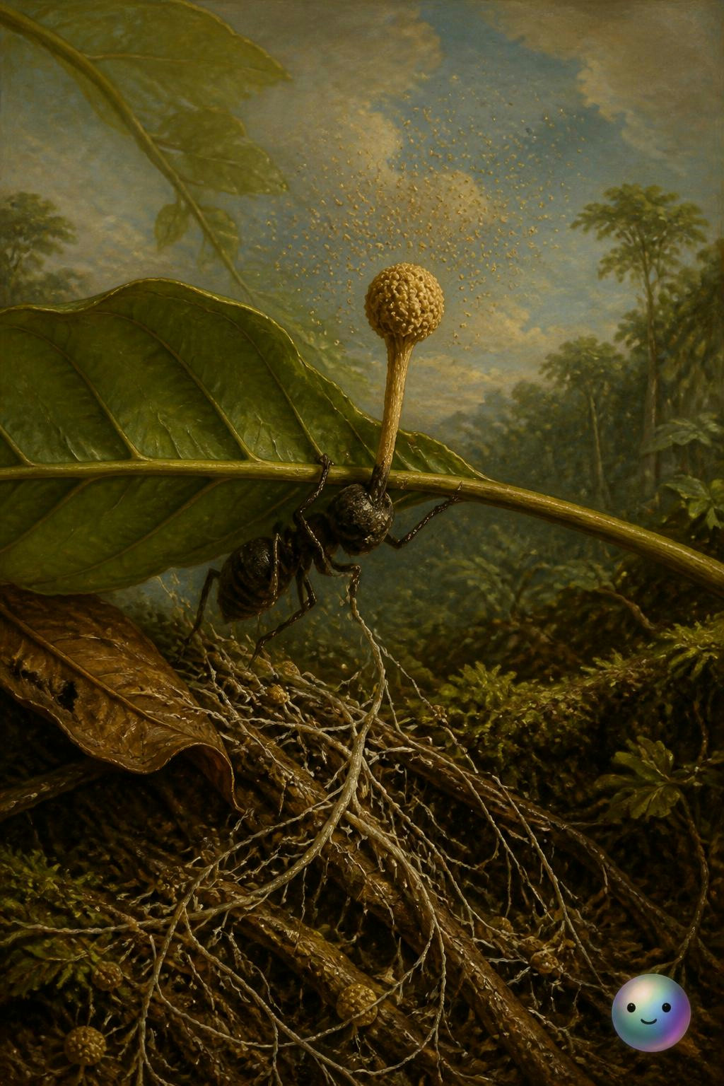 El hongo Ophiocordyceps unilateralis hackea el cerebro de las hormigas para controlar sus cuerpos.