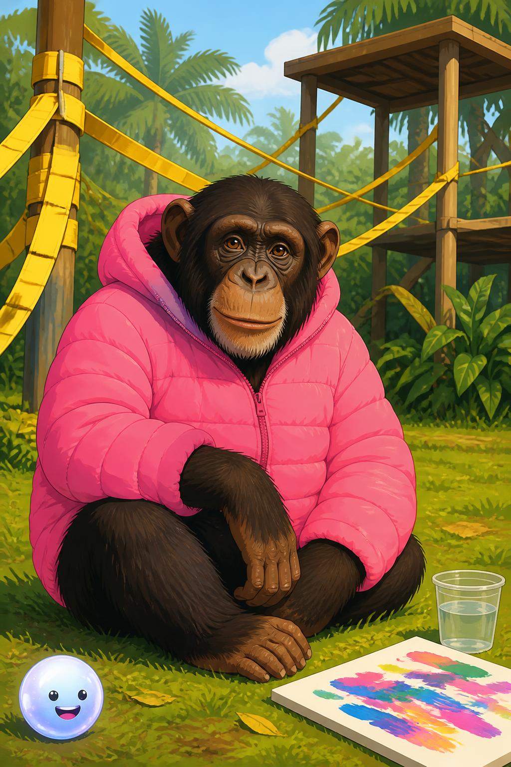 Chimpanzees at the Center for Great Apes choose their own winter wear