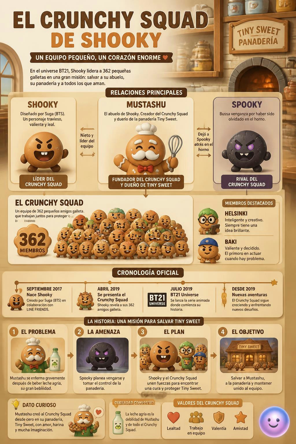 Shooky comanda un caótico ejército de 362 galletas minúsculas llamadas Crunchy Squad