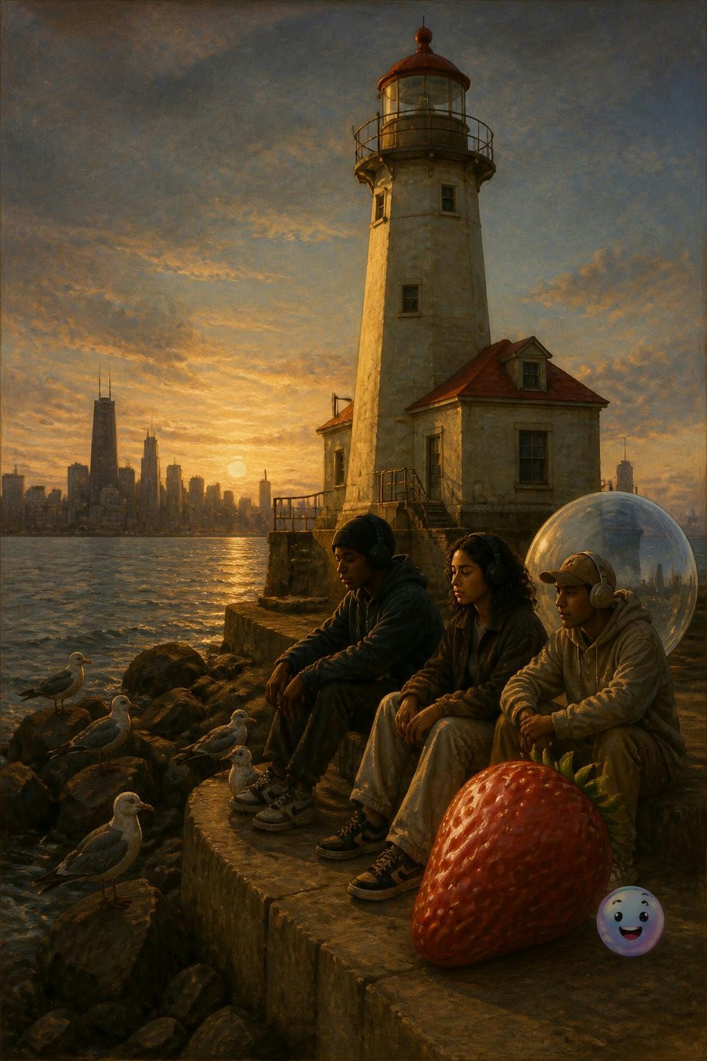 Workers cover lighthouse lenses at dawn to stop the sun from starting internal fires.