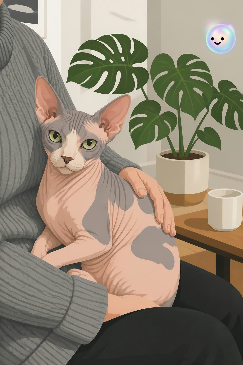 Sphynx cats actually have a fine layer of downy fuzz instead of true fur.