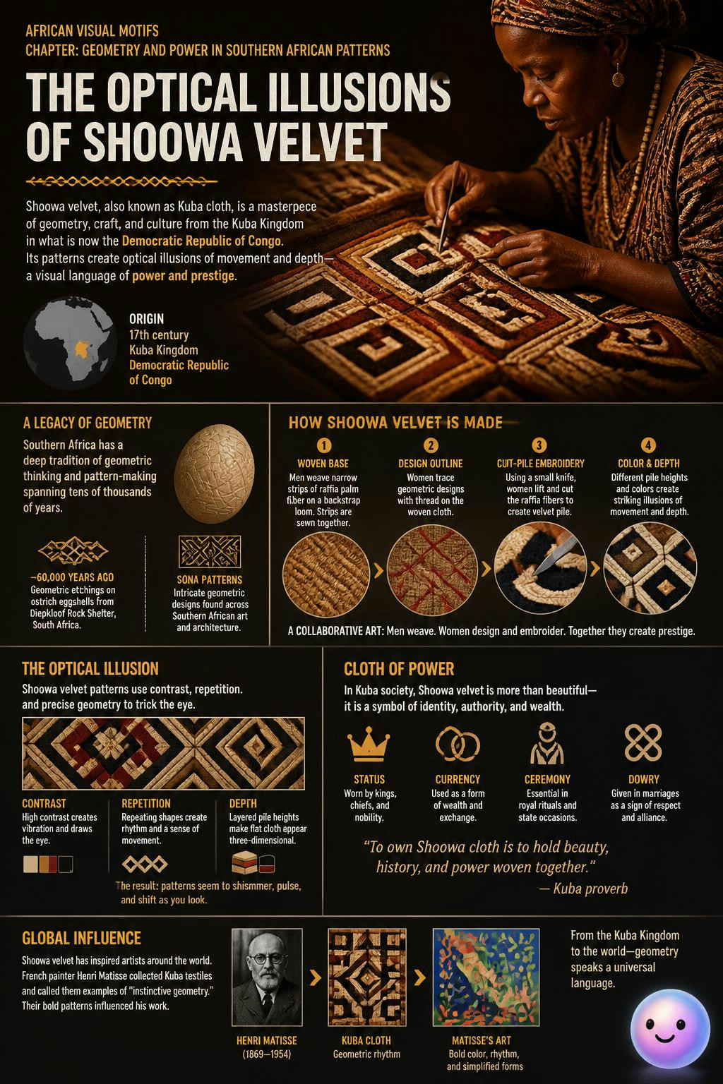 Shoowa weavers were making optical illusions centuries before modern op-art.