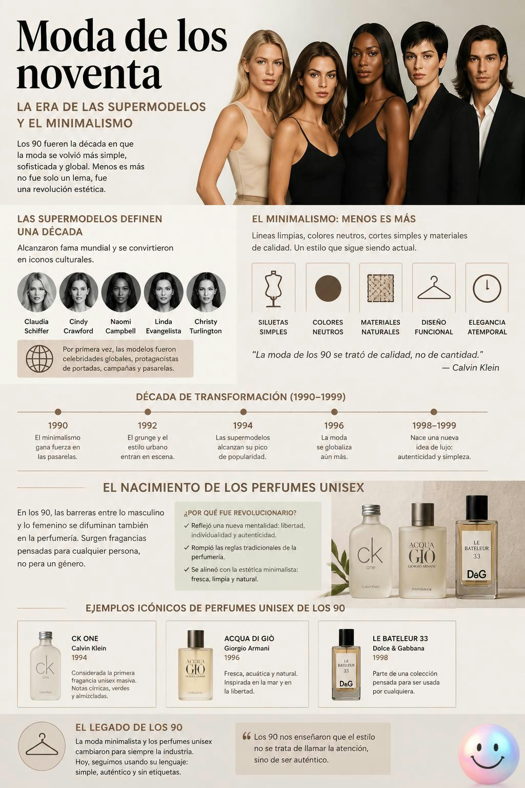 En los noventa el minimalismo logró que compartiéramos el mismo perfume.