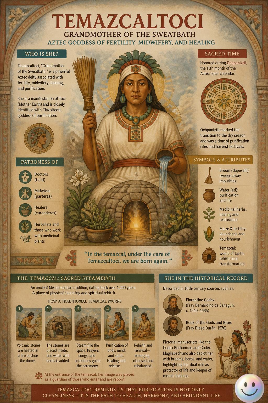 Los aztecas veían el temazcal como el mismísimo vientre de la diosa Toci.