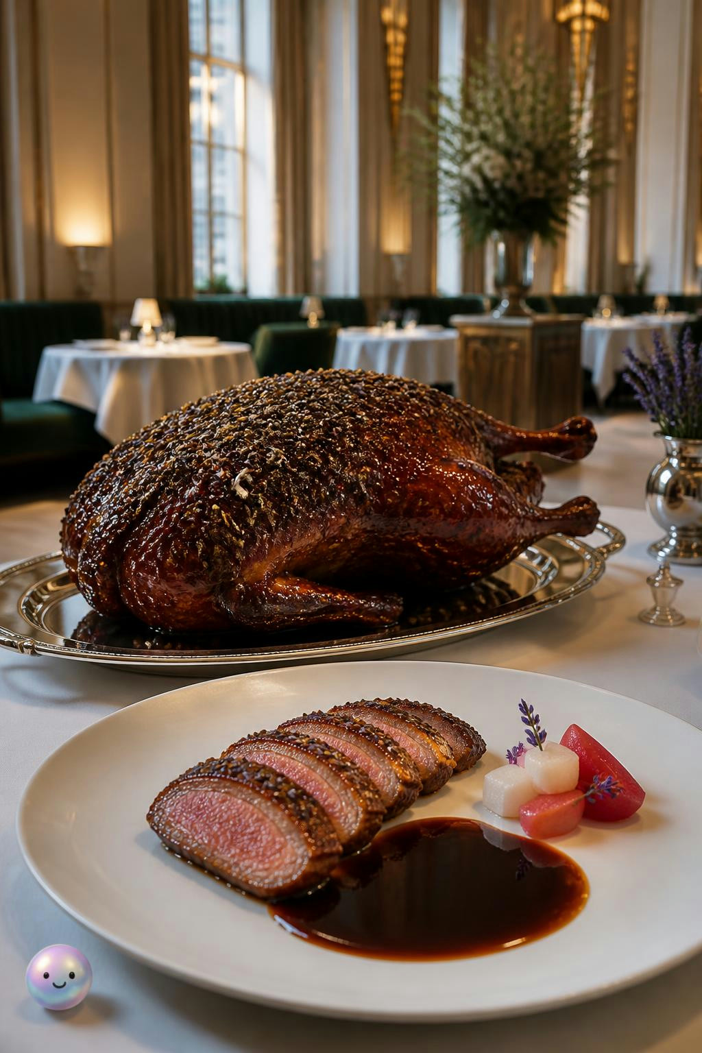 Lavender and Sichuan peppercorns actually make the ultimate roast duck crust.