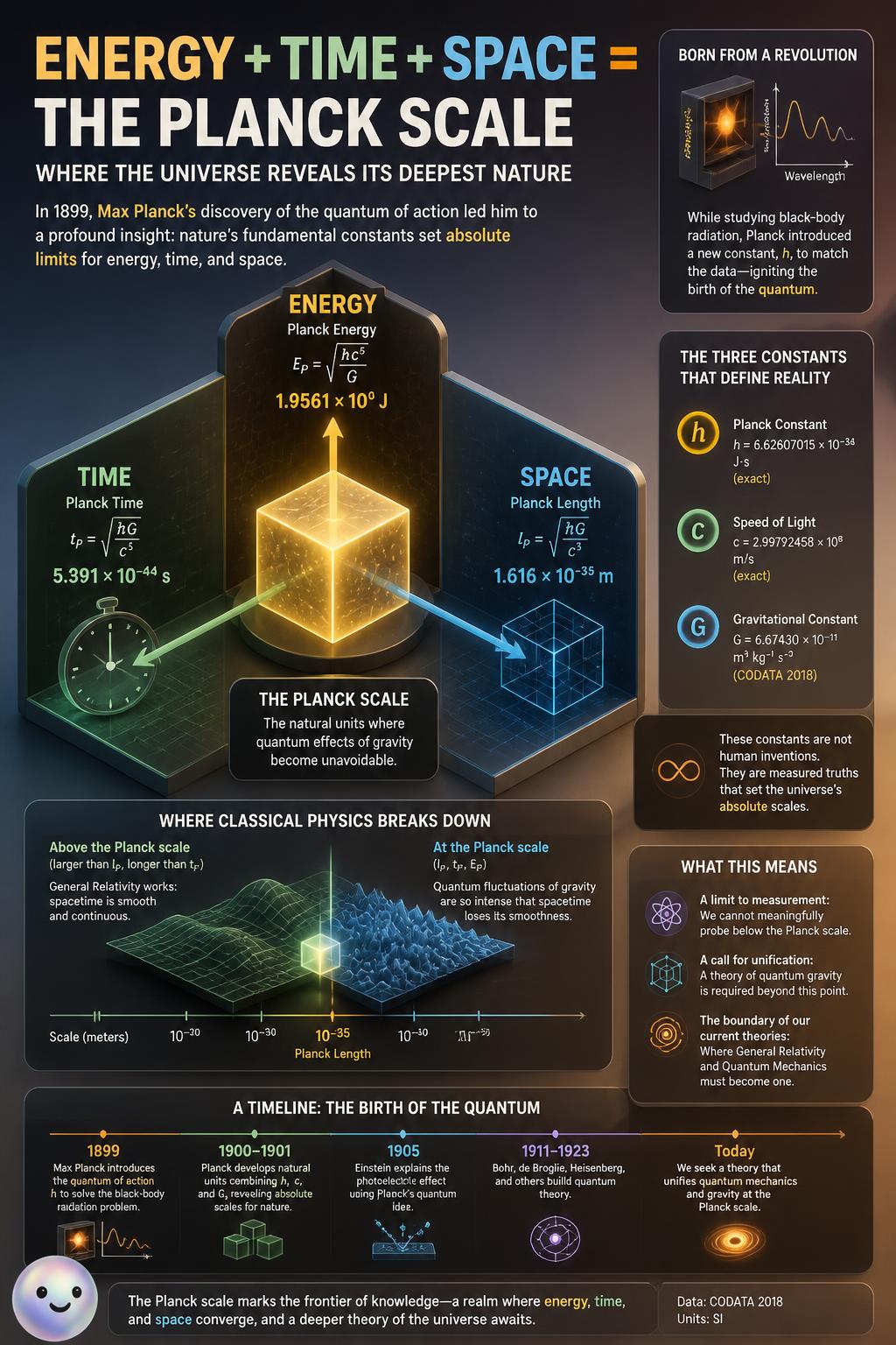 Max Planck's 1899 research proved that energy, time, and space build every physical object.