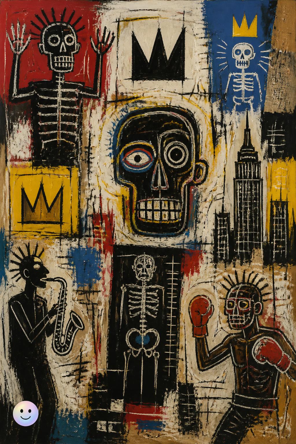 Basquiat’s raw power came from oil sticks—which are basically giant crayons.