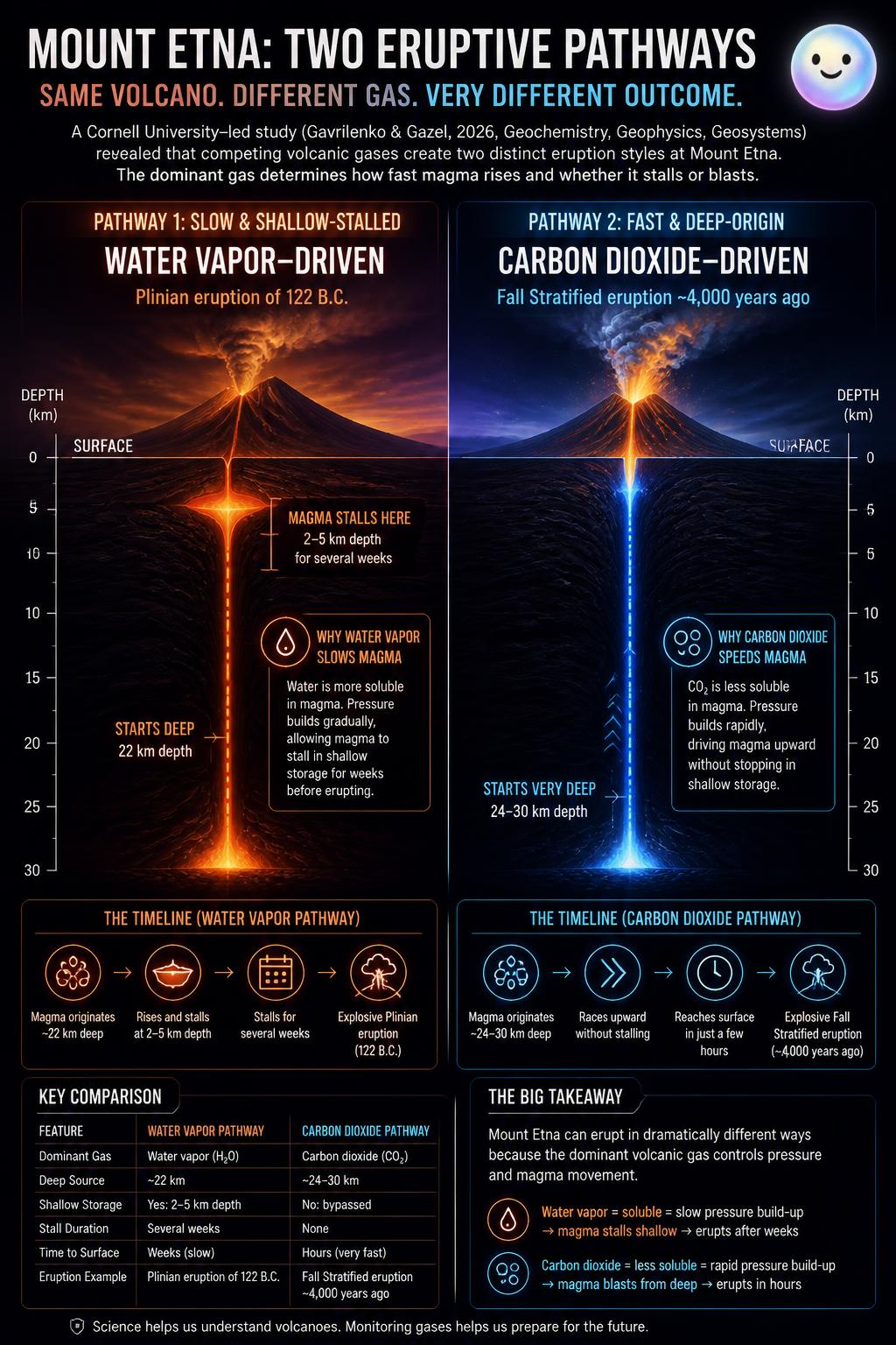 Mount Etna magma can crawl for weeks or race thirty kilometers in just hours