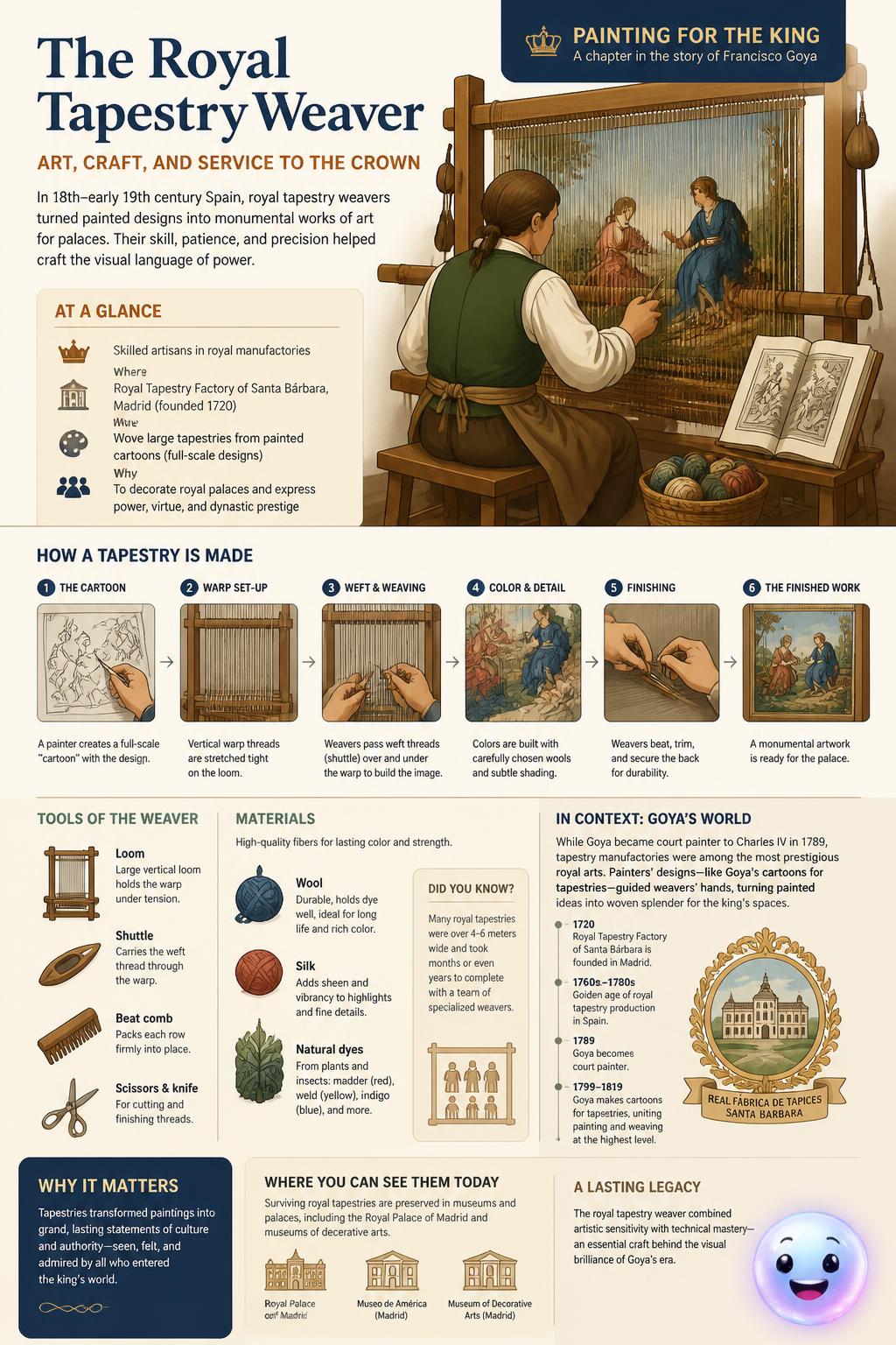 Royal tapestries required immense patience, as weavers produced only one square inch of fabric daily.
