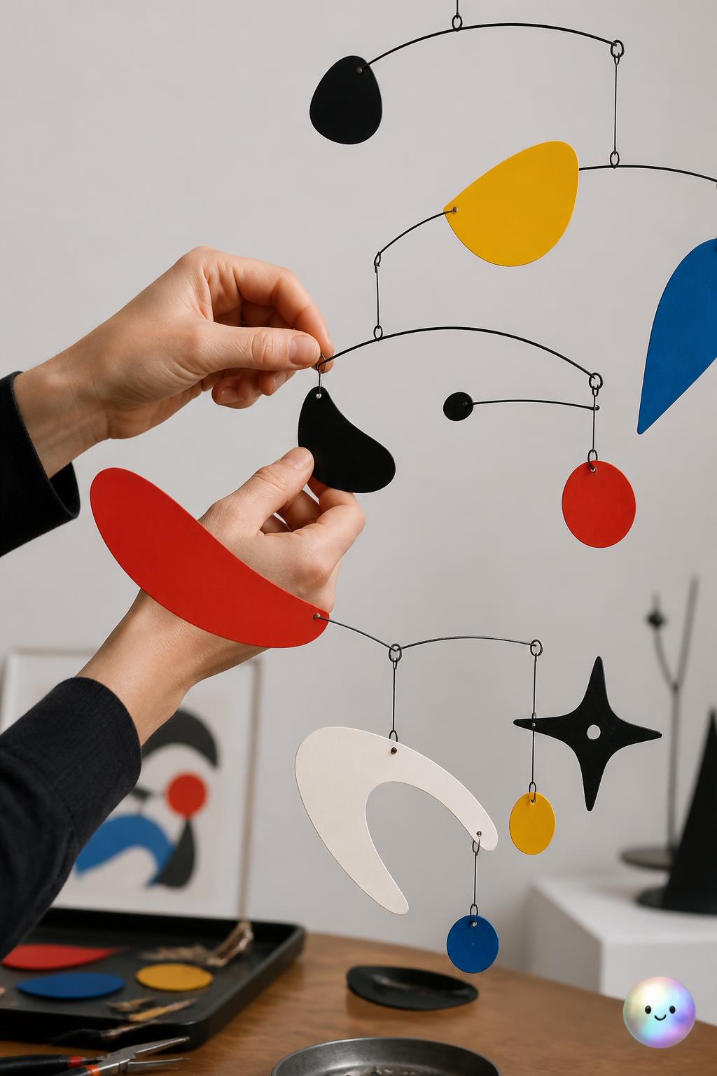 Calder used wire and glass to literally draw on the wall with shadows.