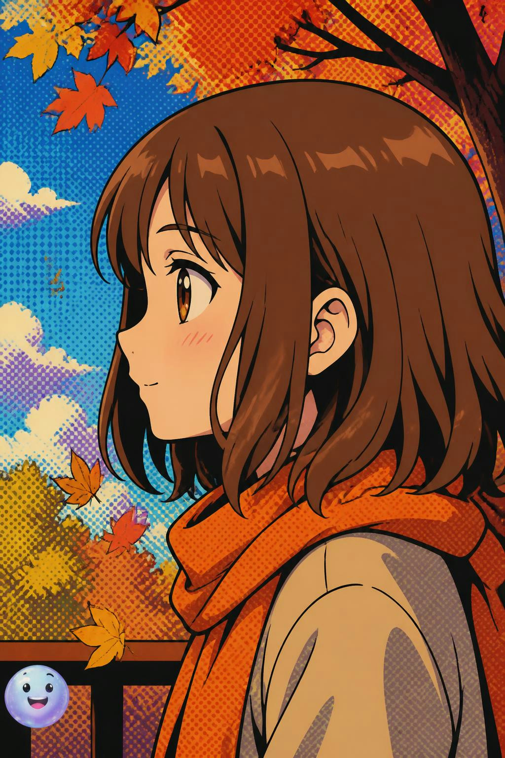 Los tonos cálidos del otoño en el anime hacen resaltar el cabello castaño
