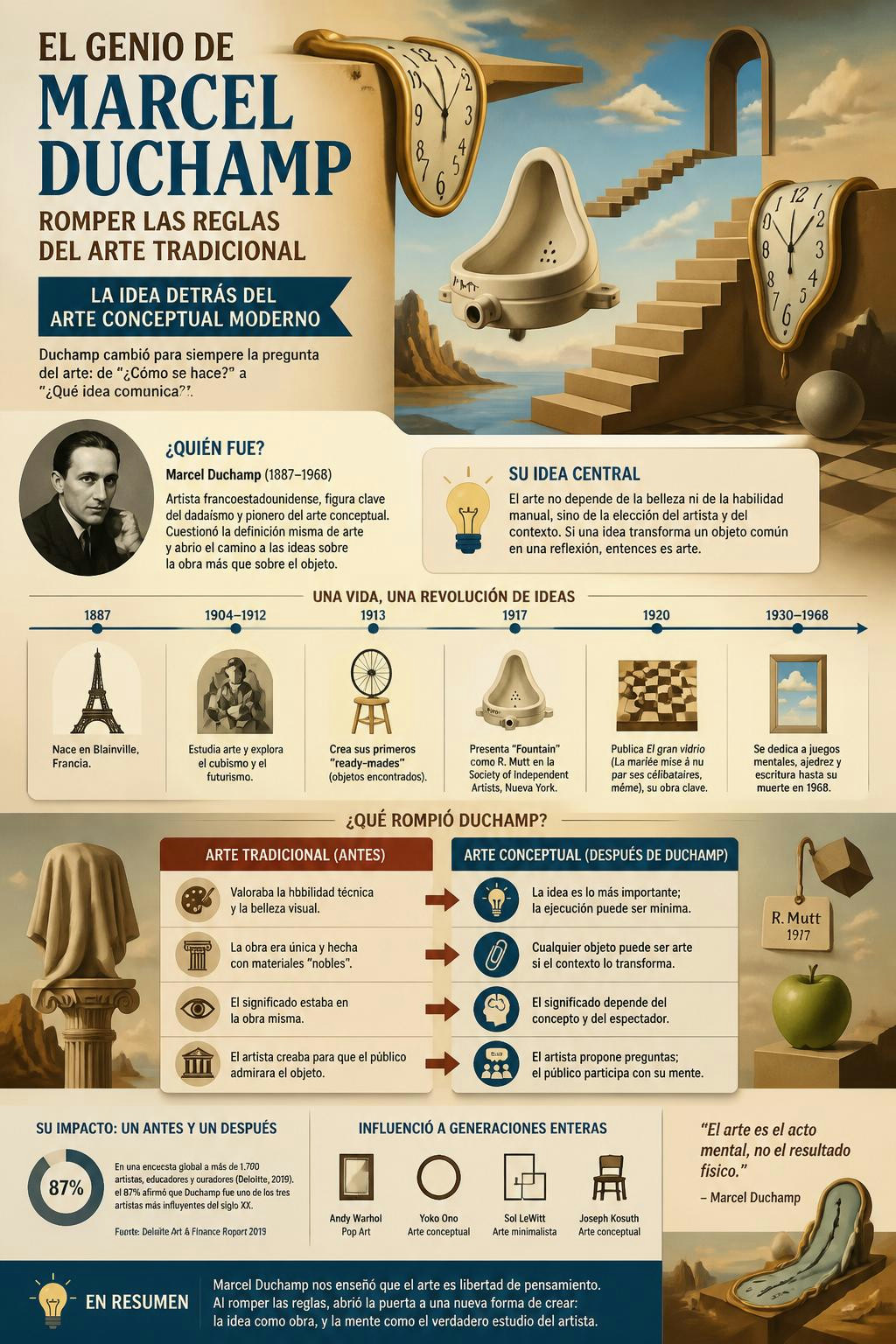 Duchamp cambió todo al demostrar que el arte es una idea, no solo un objeto.
