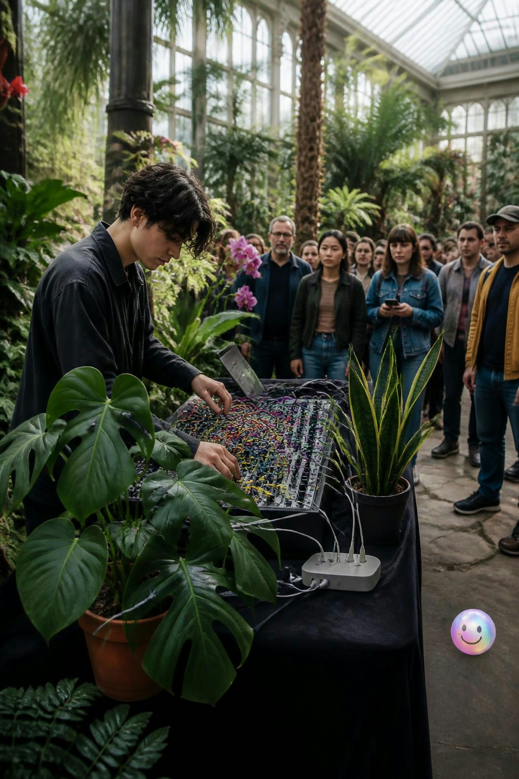 DJs connect electrodes to plant leaves to translate electrical impulses into ambient music.