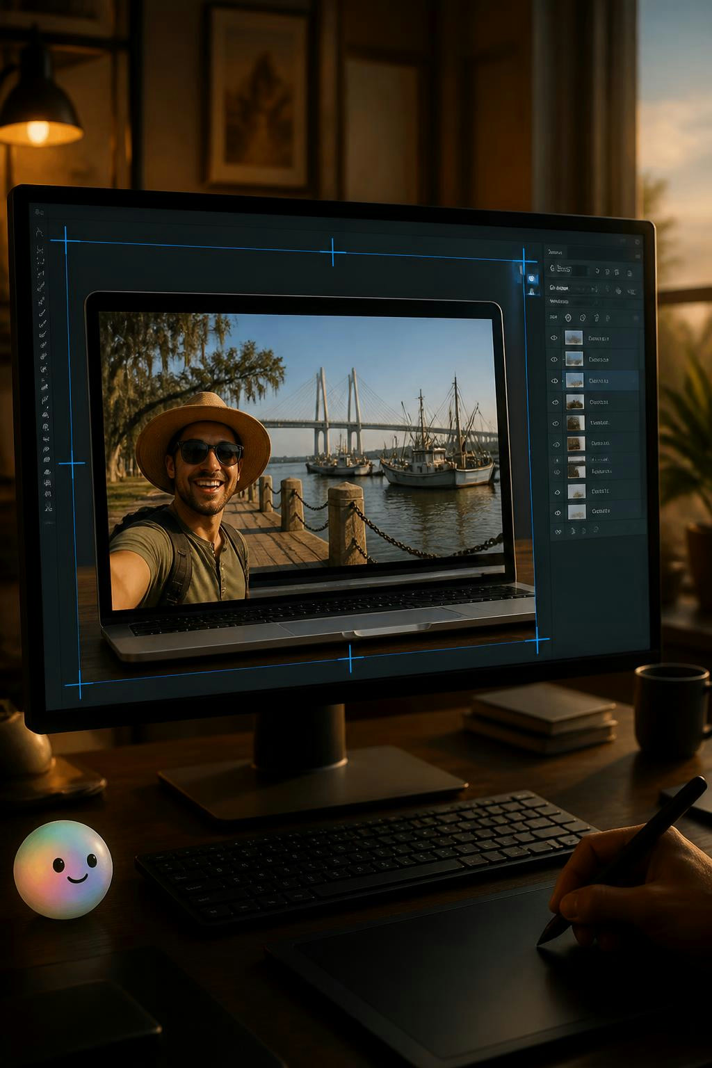 Digital mockups make screen replacement easy so your Brunswick Georgia tourist photo looks incredibly real