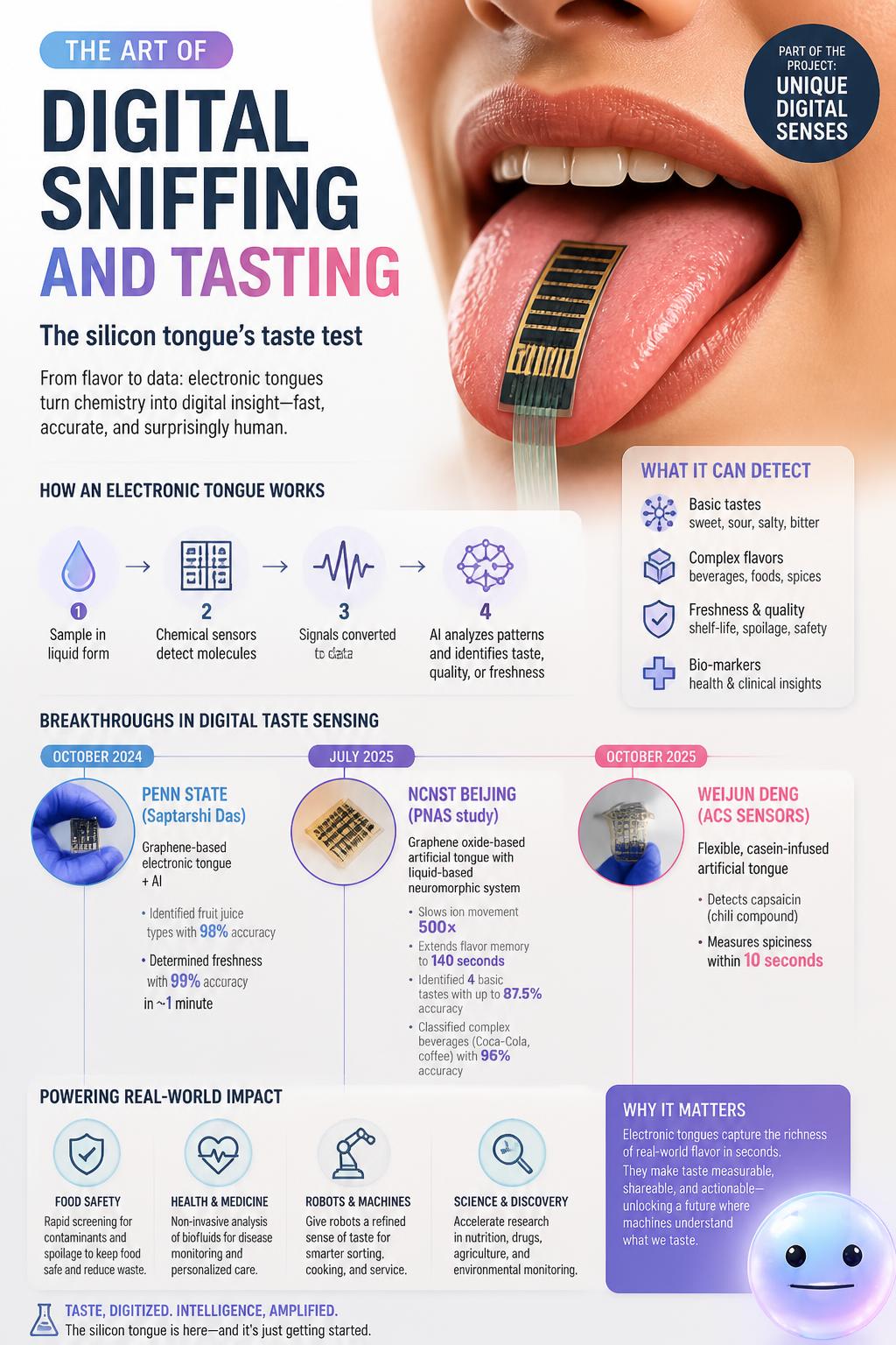 Silicon microchips detect food spoilage before human tongues can register any change.