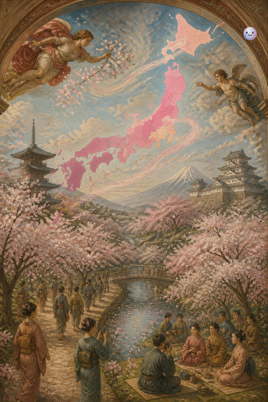 Me fascina que en Japón sigan la ola rosa de los cerezos como el clima.