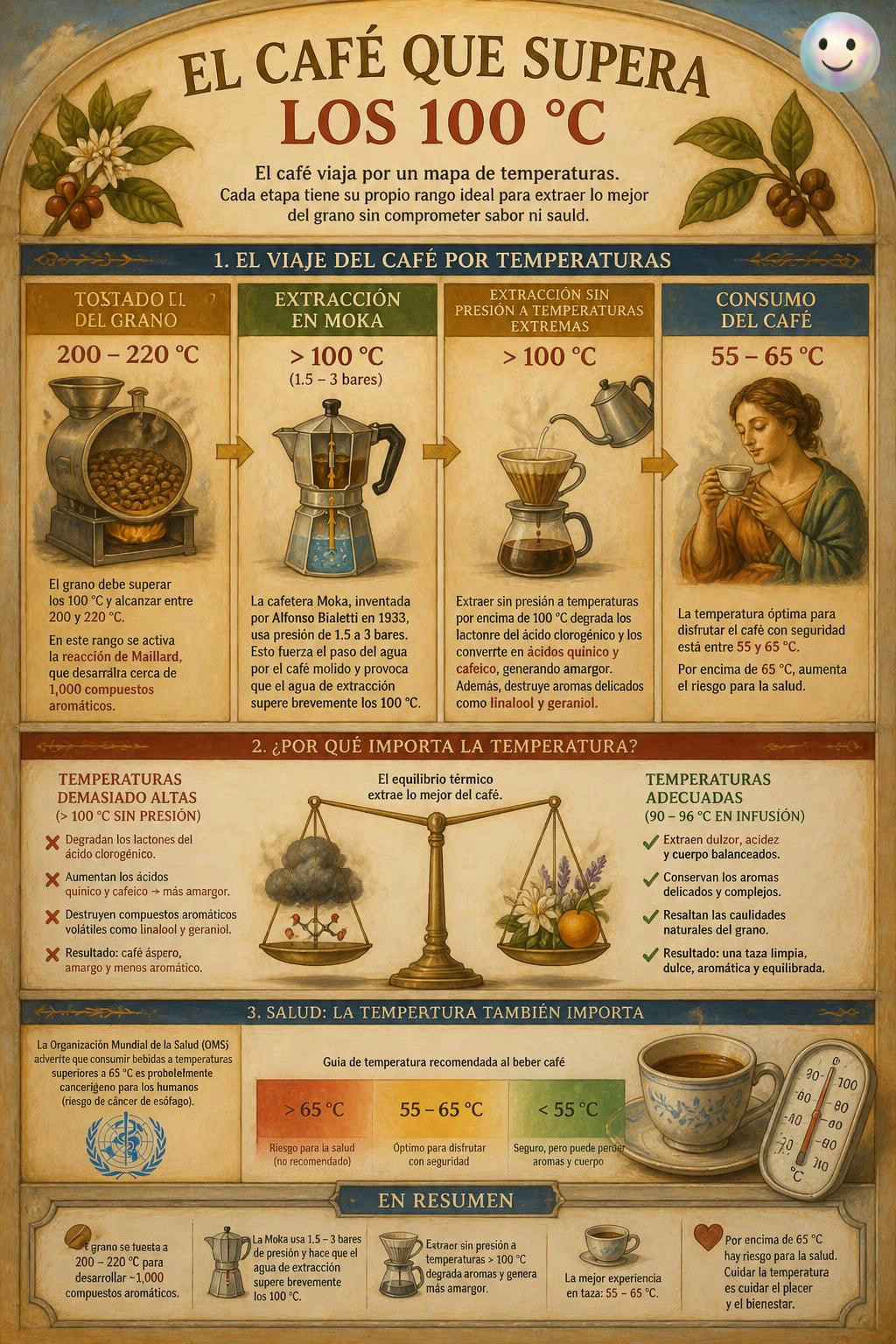 La presión hace que este café supere los 100 grados sin llegar a evaporarse.