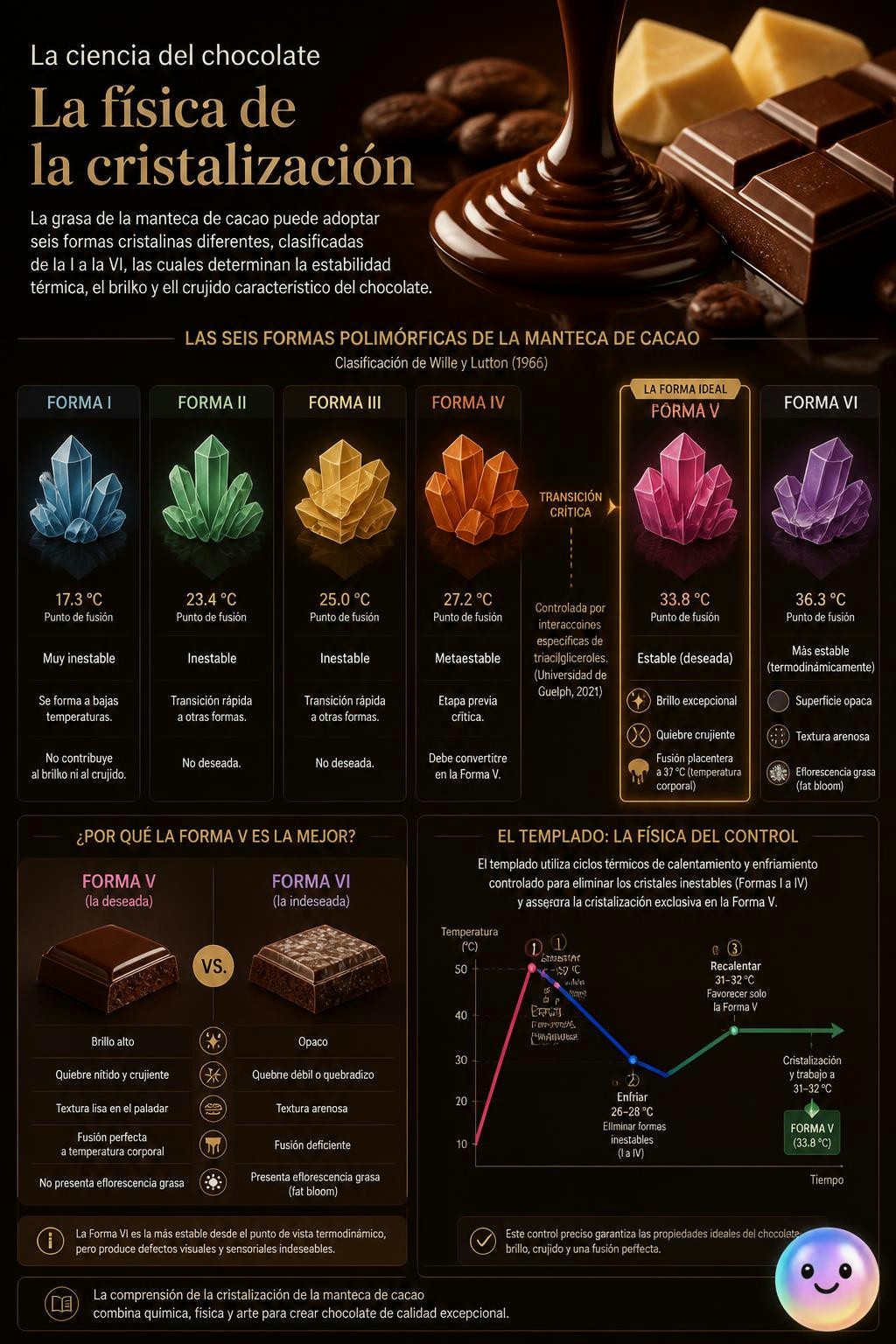 Hay seis formas en que el chocolate cristaliza y solo una lo hace perfecto.