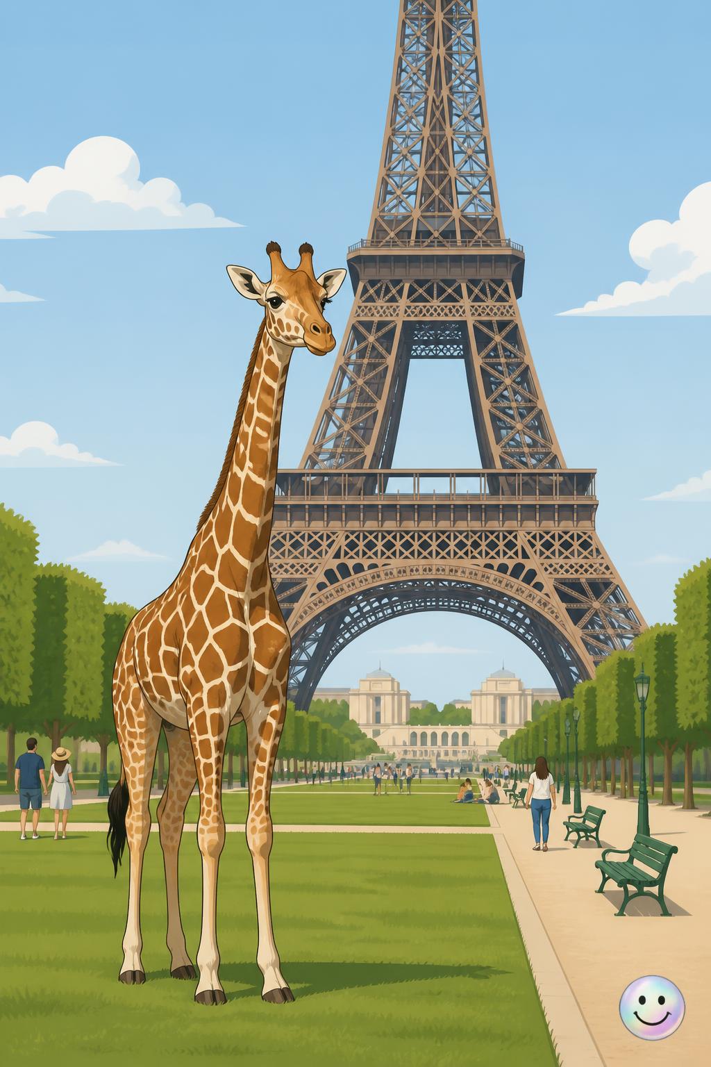 I never realized how much the Eiffel Tower dwarfs nature's tallest animal.