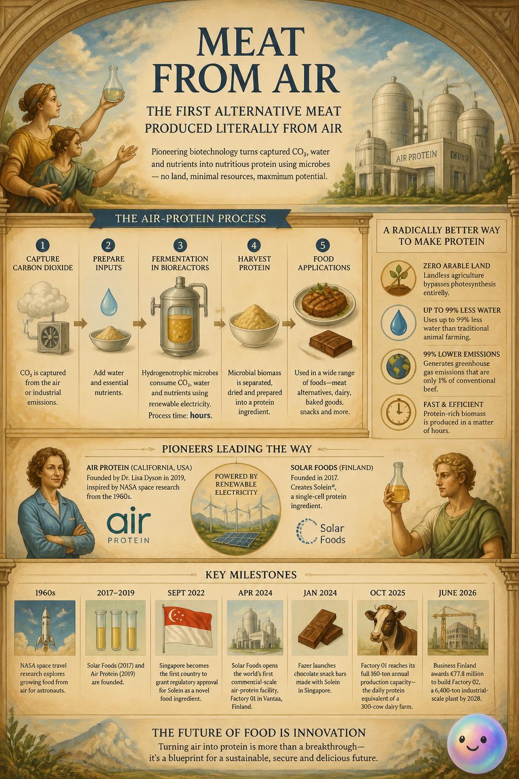 We can actually brew edible meat out of captured CO2 and water now.