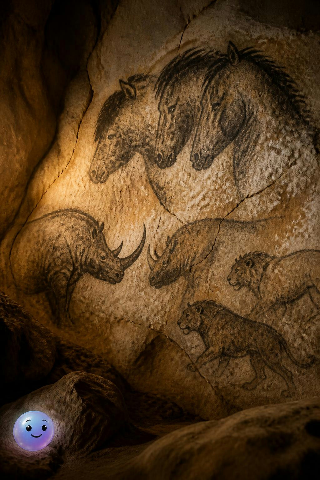 Ancient humans used carbonized pine to shade realistic animal figures inside France's Chauvet Cave